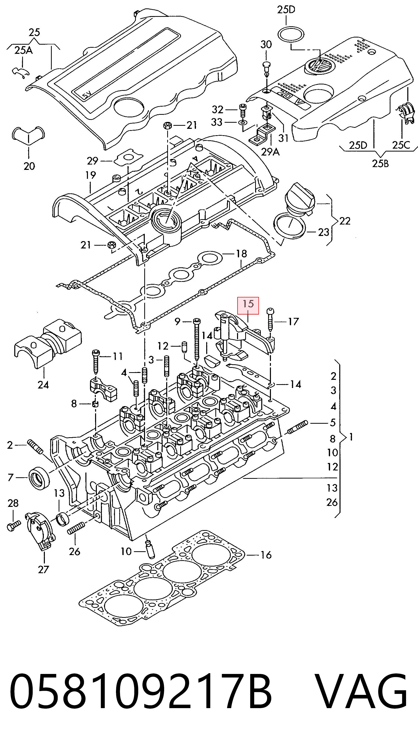 Натяжитель цепи ГРМ VAG 058109217B цена, от 61.26 USD