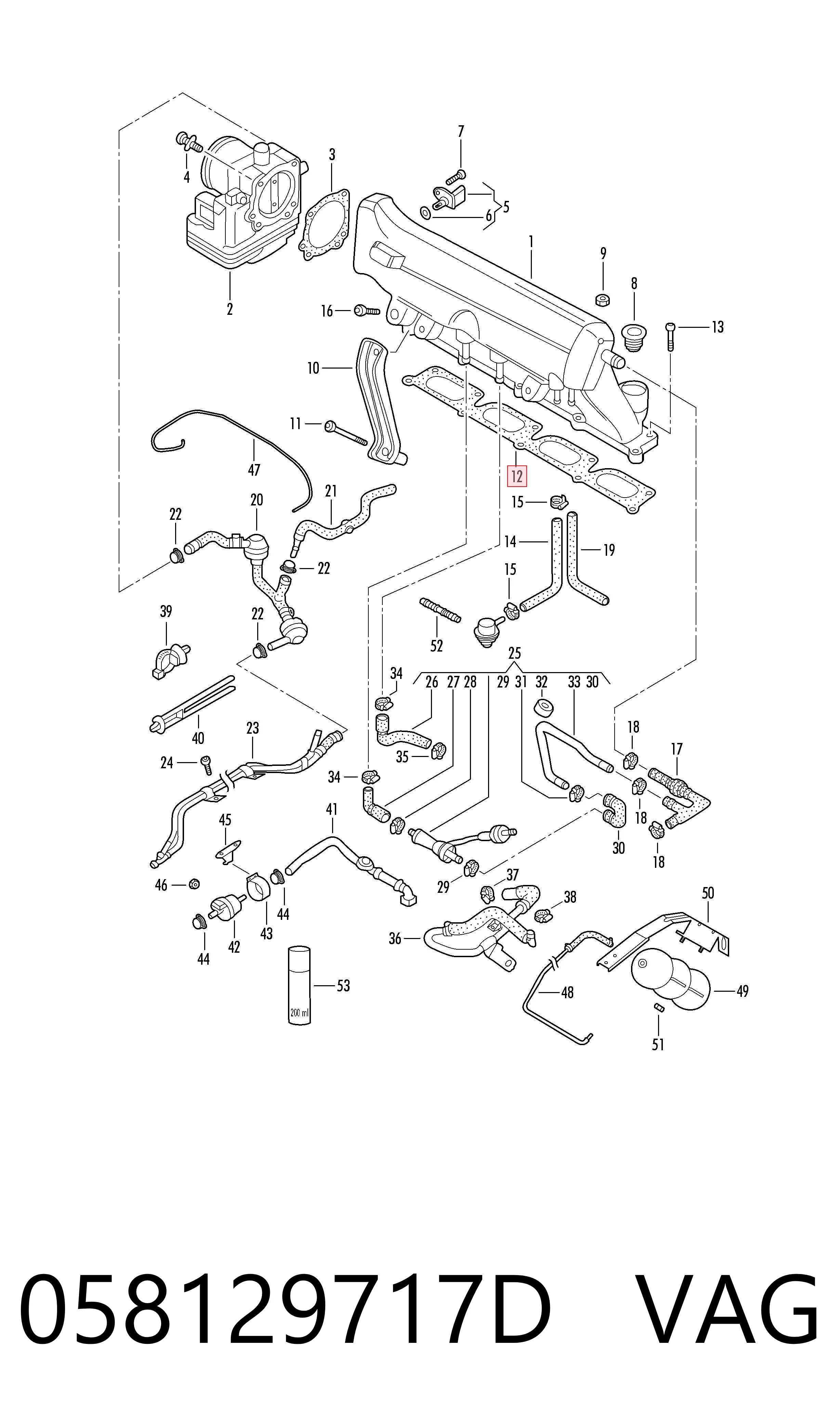 Прокладка всасывающего коллектора Audi A4 B5 седан (8D2) (1994 - 2001) цена, от 2.88 USD