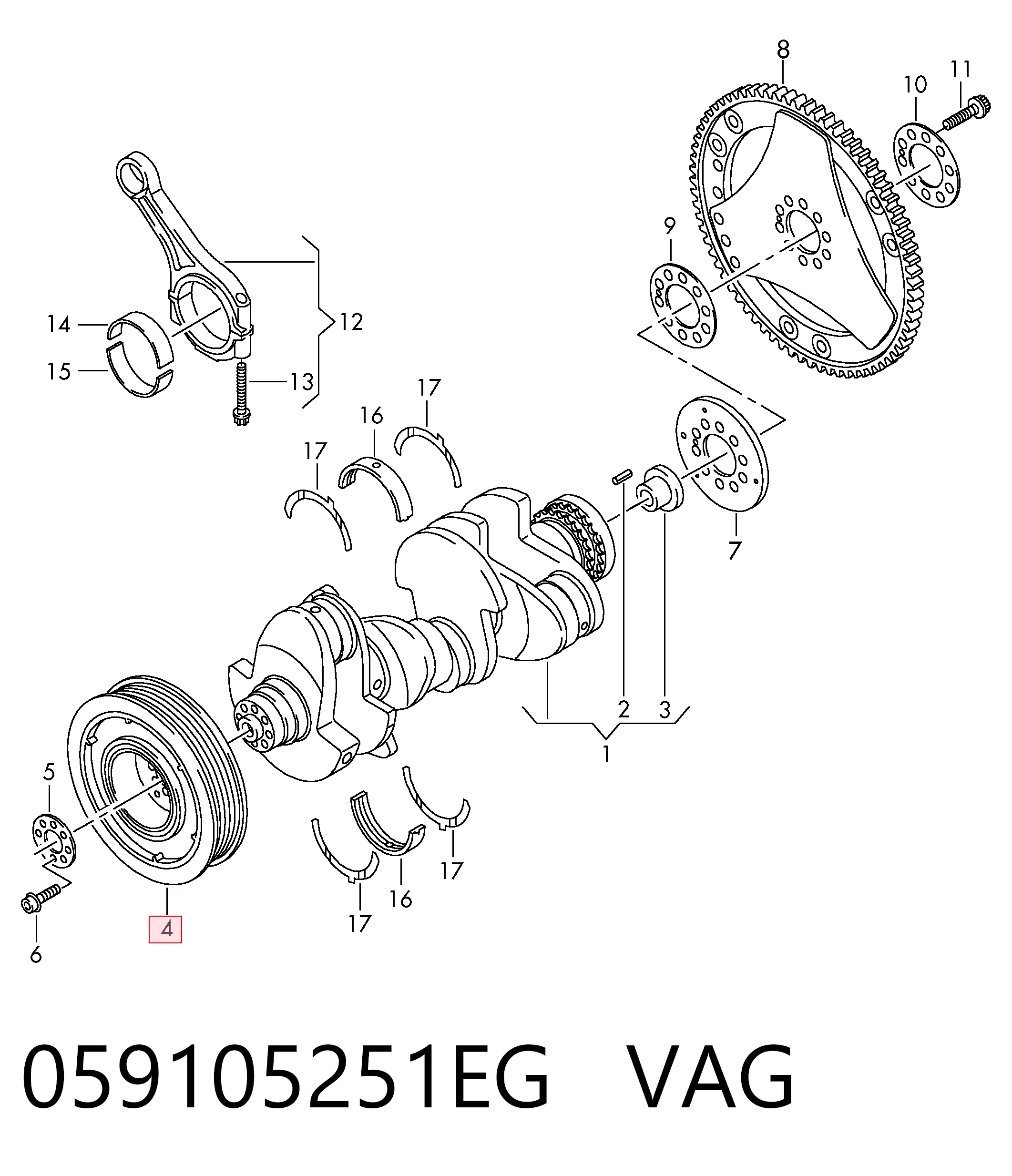 059105251EG VAG Шкив коленчатого вала