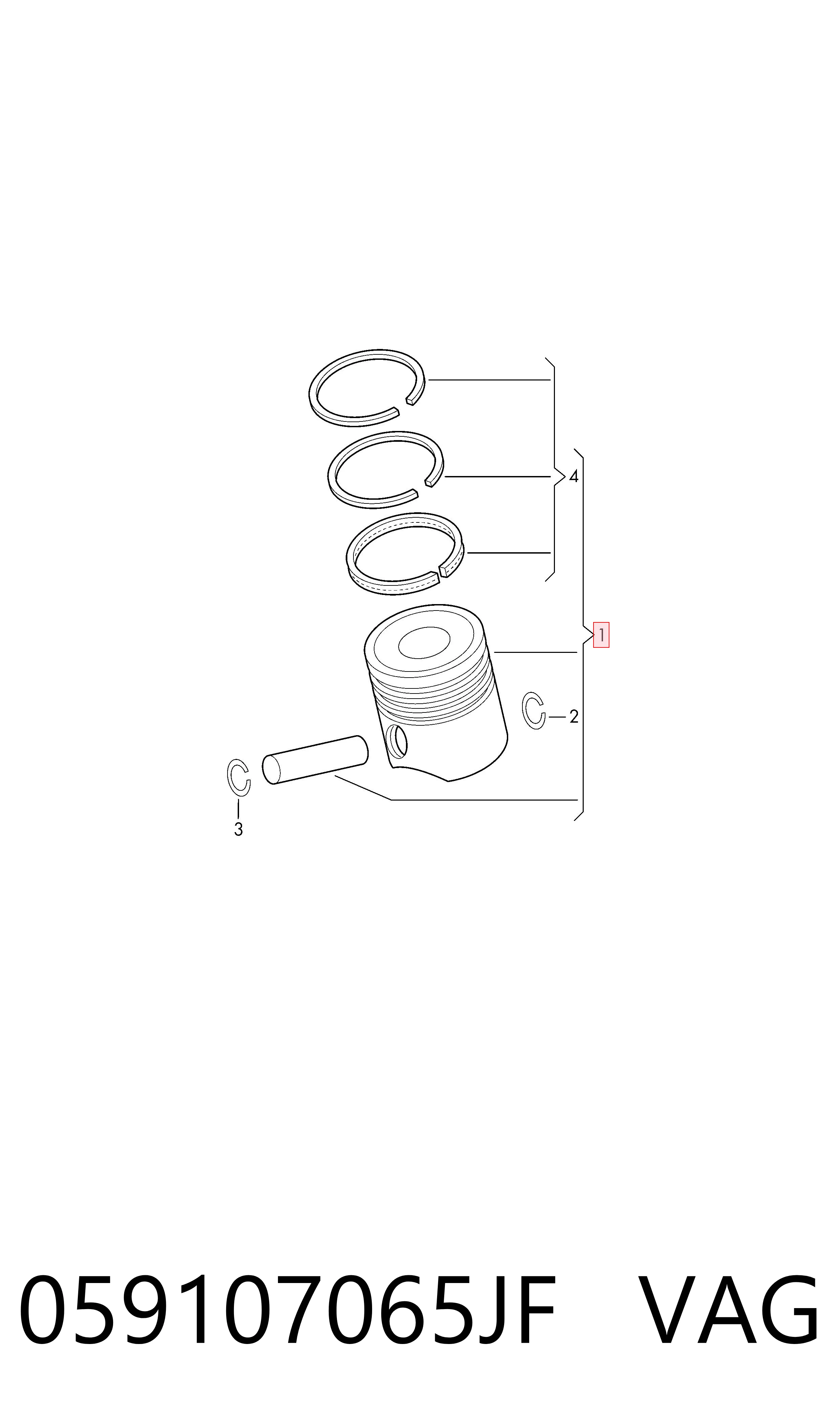 Поршень в комплекте на 1 цилиндр, STD на Audi A6 C7 4G2, 4GC