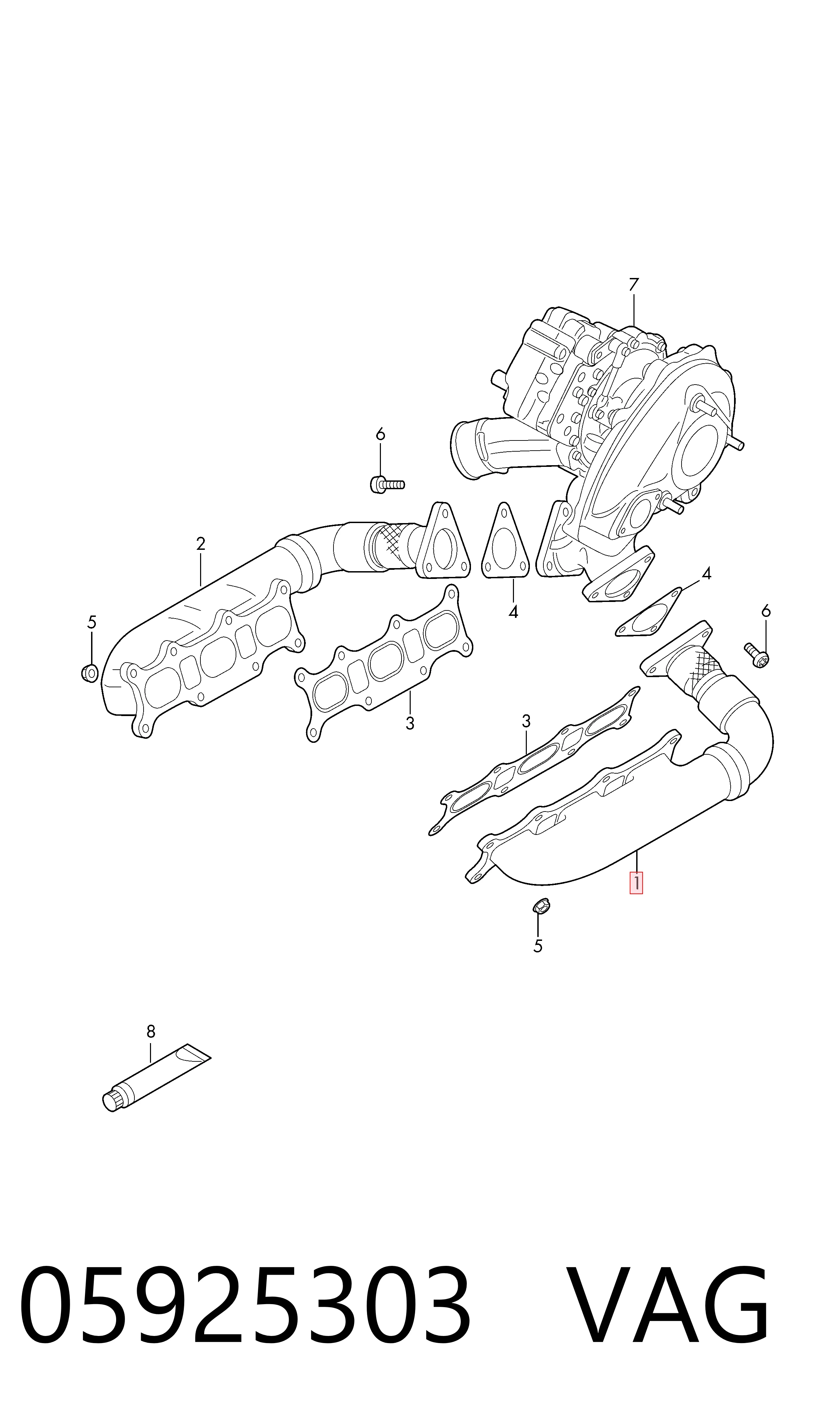 Коллектор выпускной левый Porsche 05925303 цена, от 37.25 USD