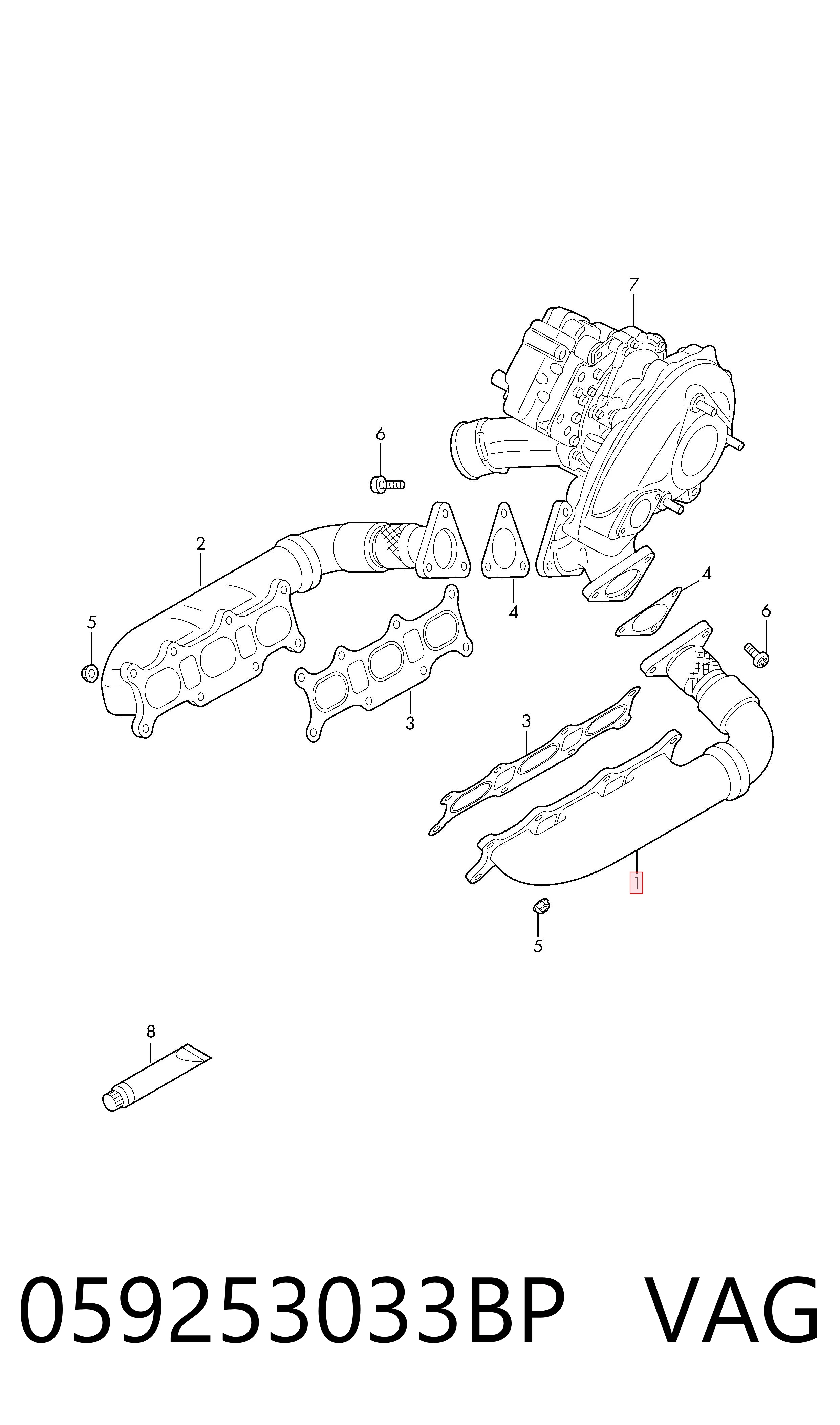 05925303 Porsche Коллектор выпускной, левый