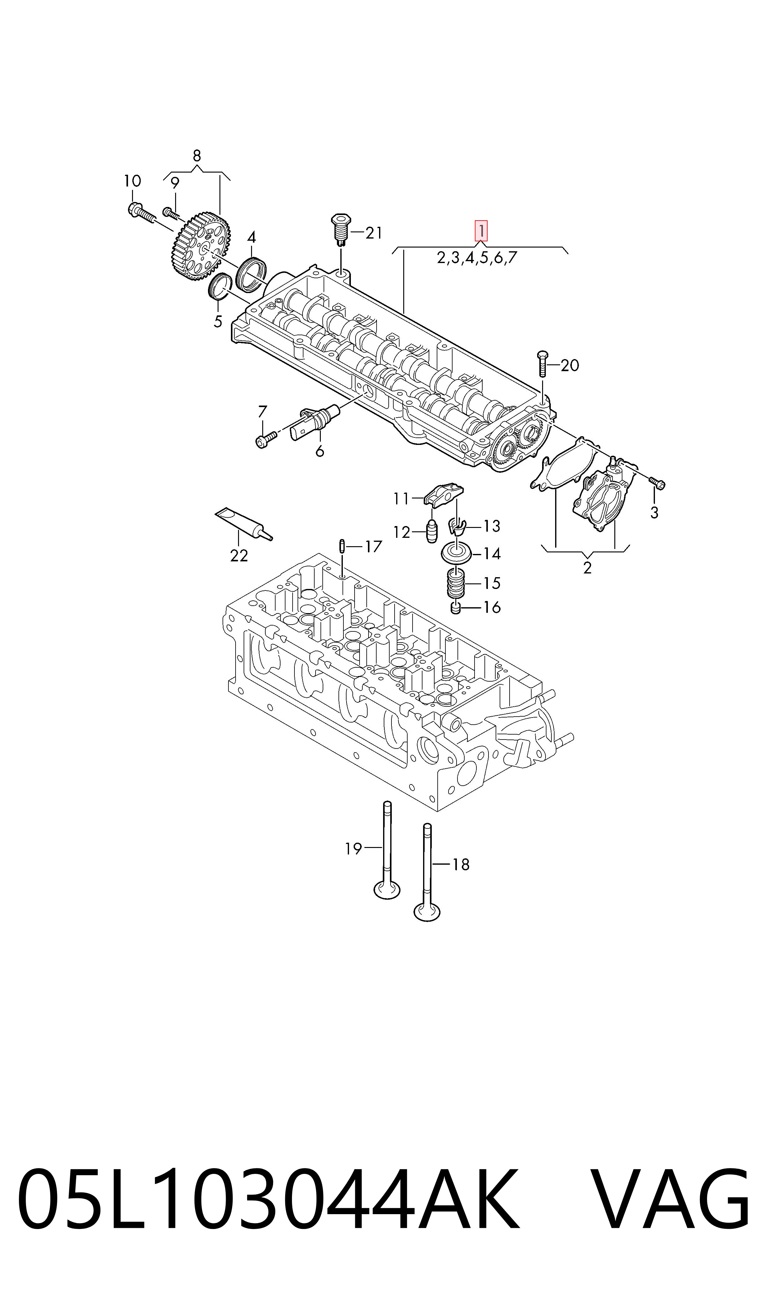 05L103044AK VAG Постель распределительного вала
