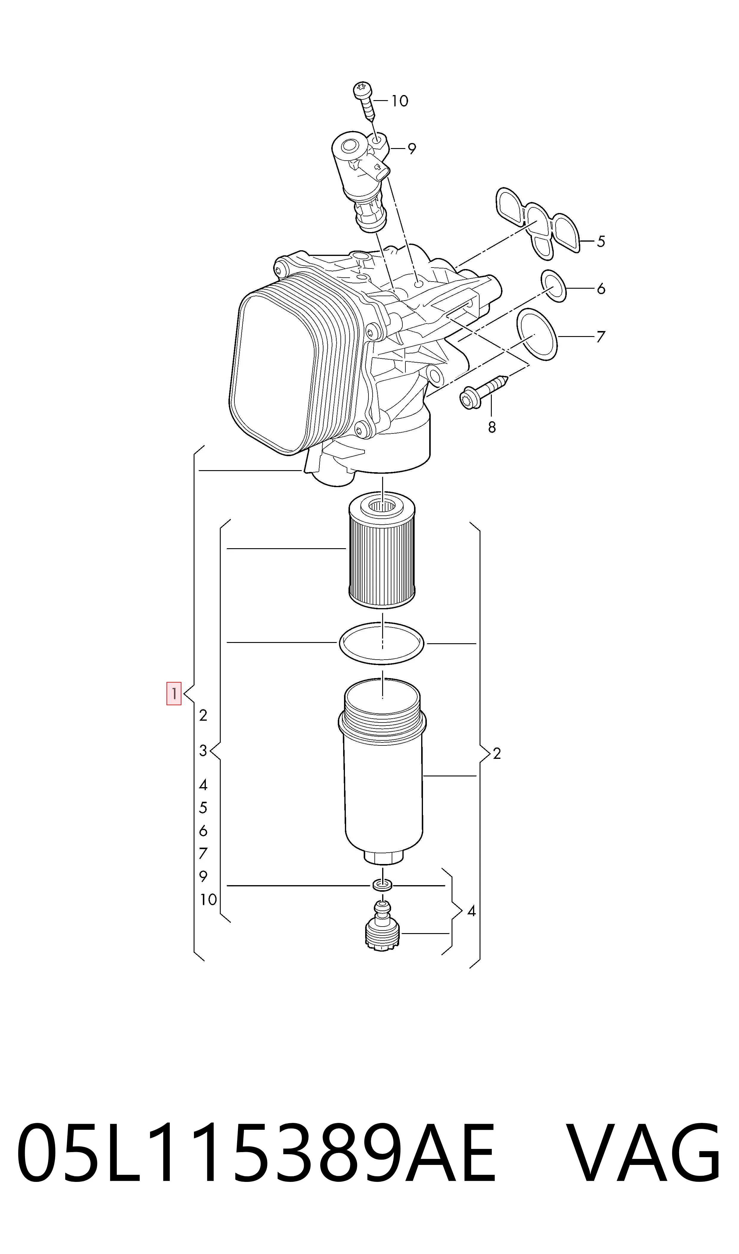 05L115389AE VAG Корпус маслофильтра