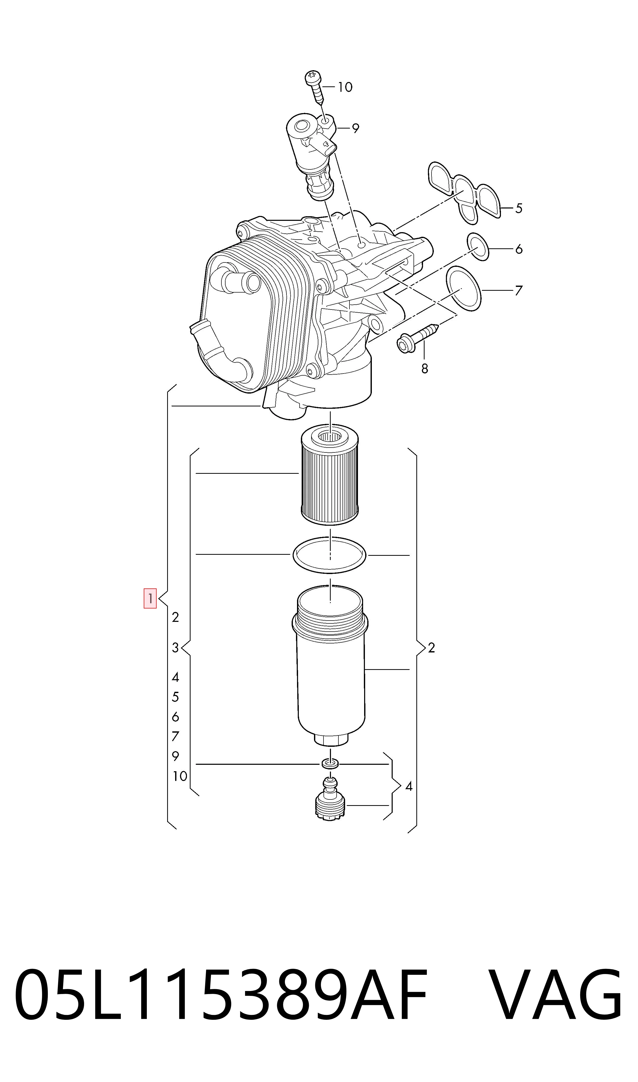 Корпус масляного фильтра VAG 05L115389AF цена, от 456.03 USD