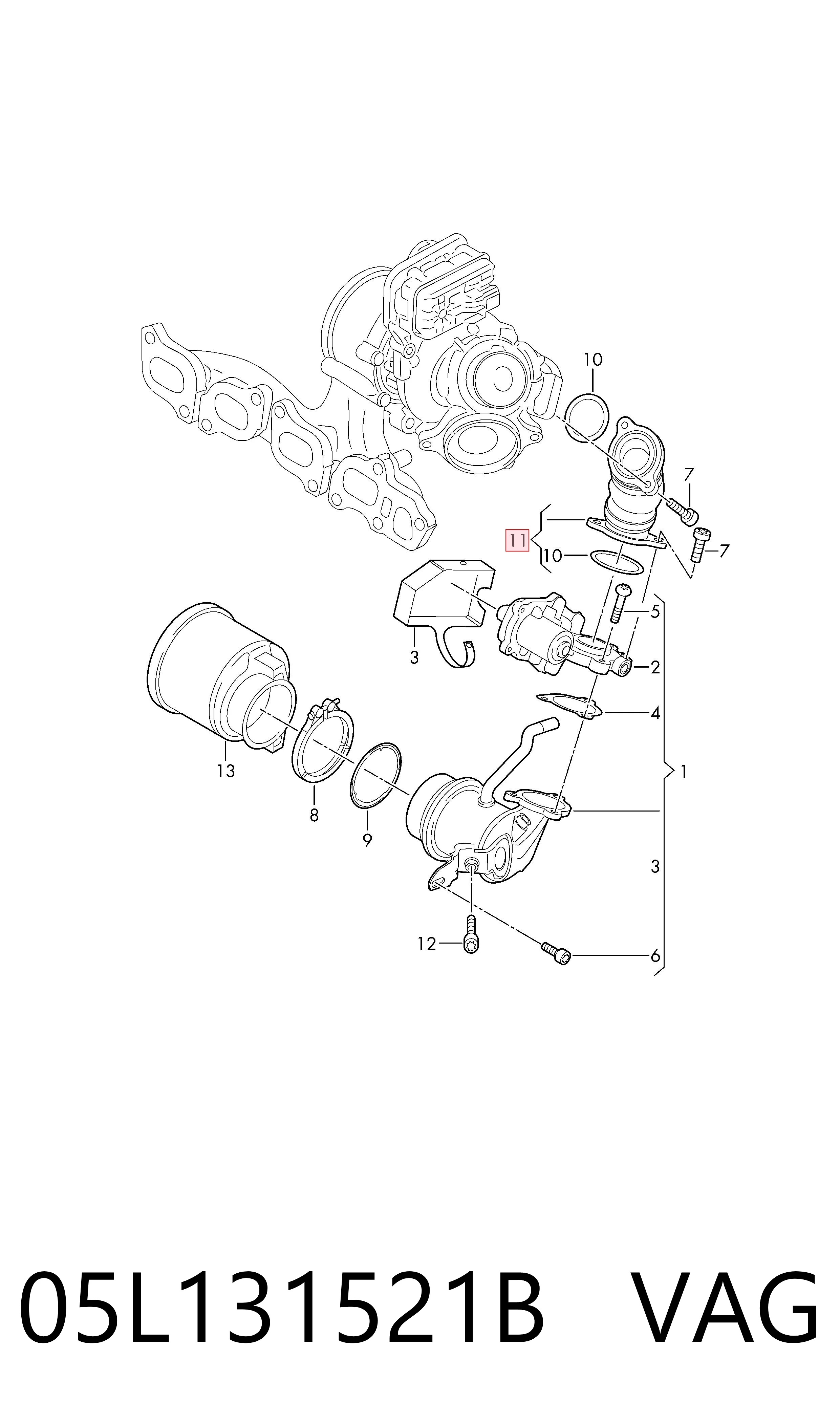 05L131521B VAG Шланги и трубки системы рециркуляции