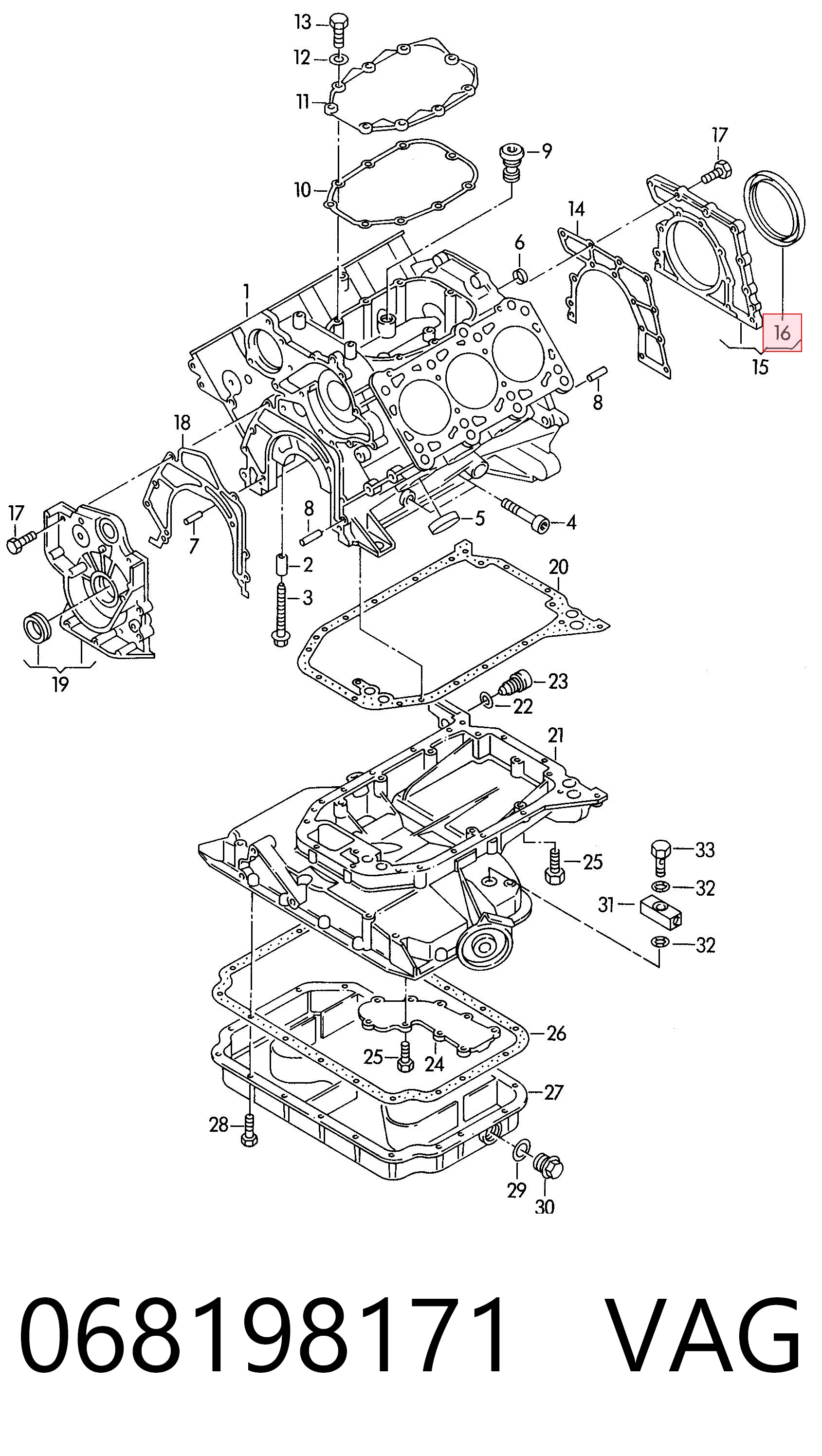  Сальник коленвала задний Audi 90 