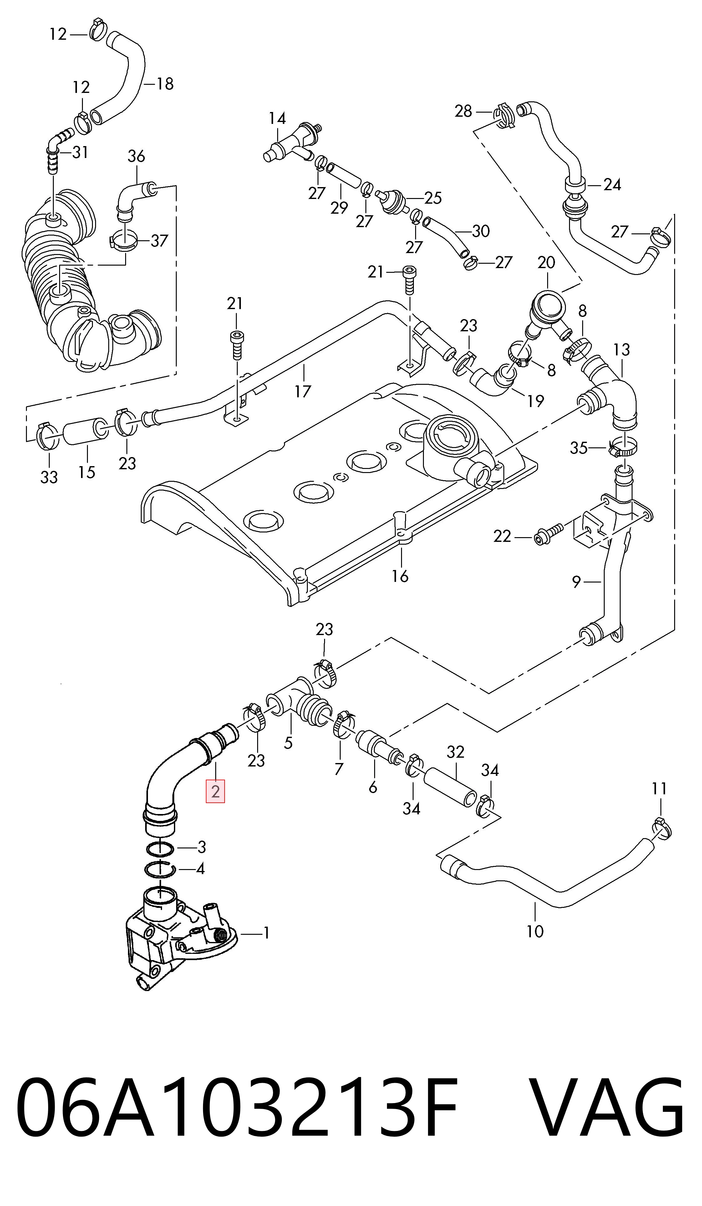 06A103213F VAG Шланг для удаления воздуха