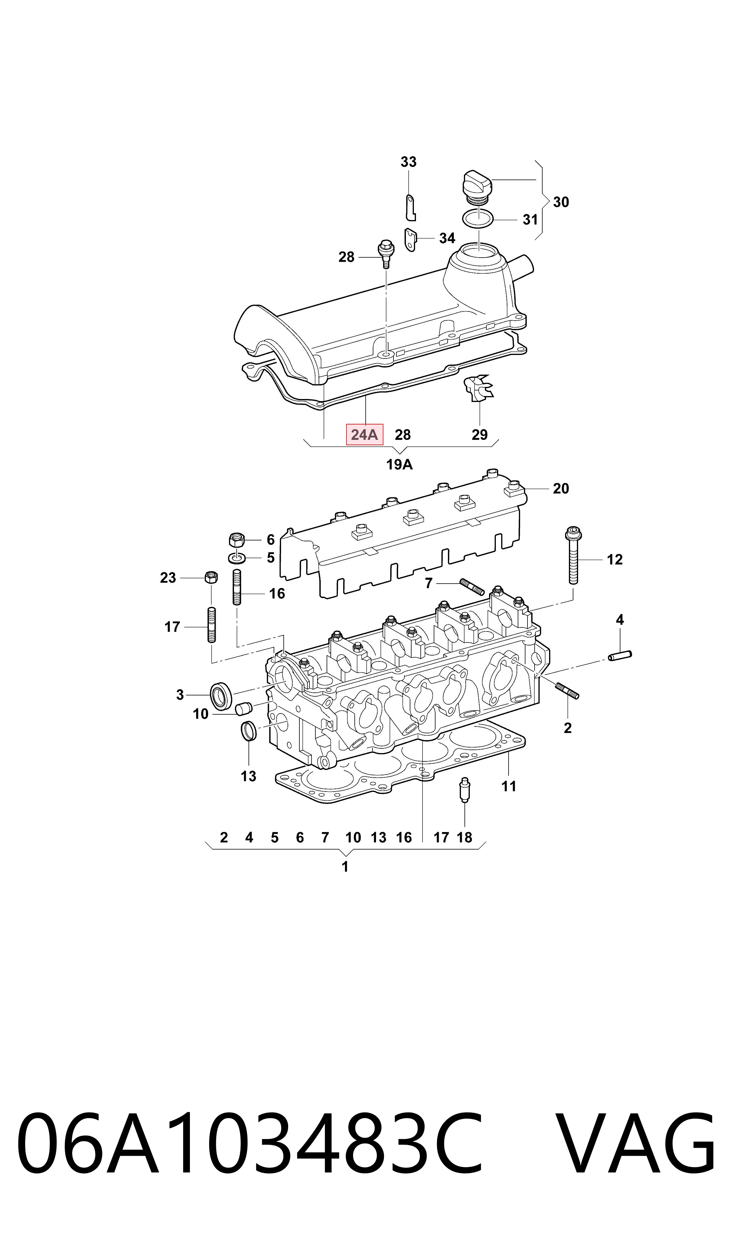 06A103483C VAG Прокладка крышки клапана