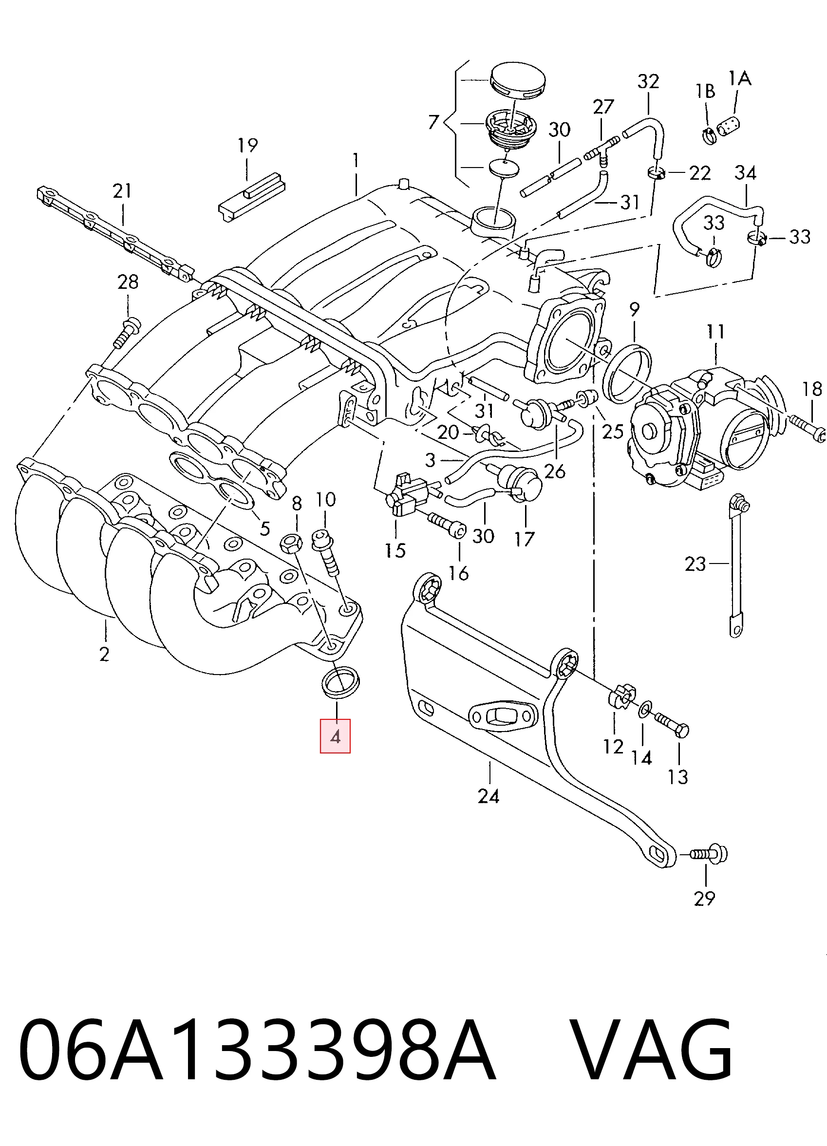  Прокладка впускного коллектора на Volkswagen Bora  1J2