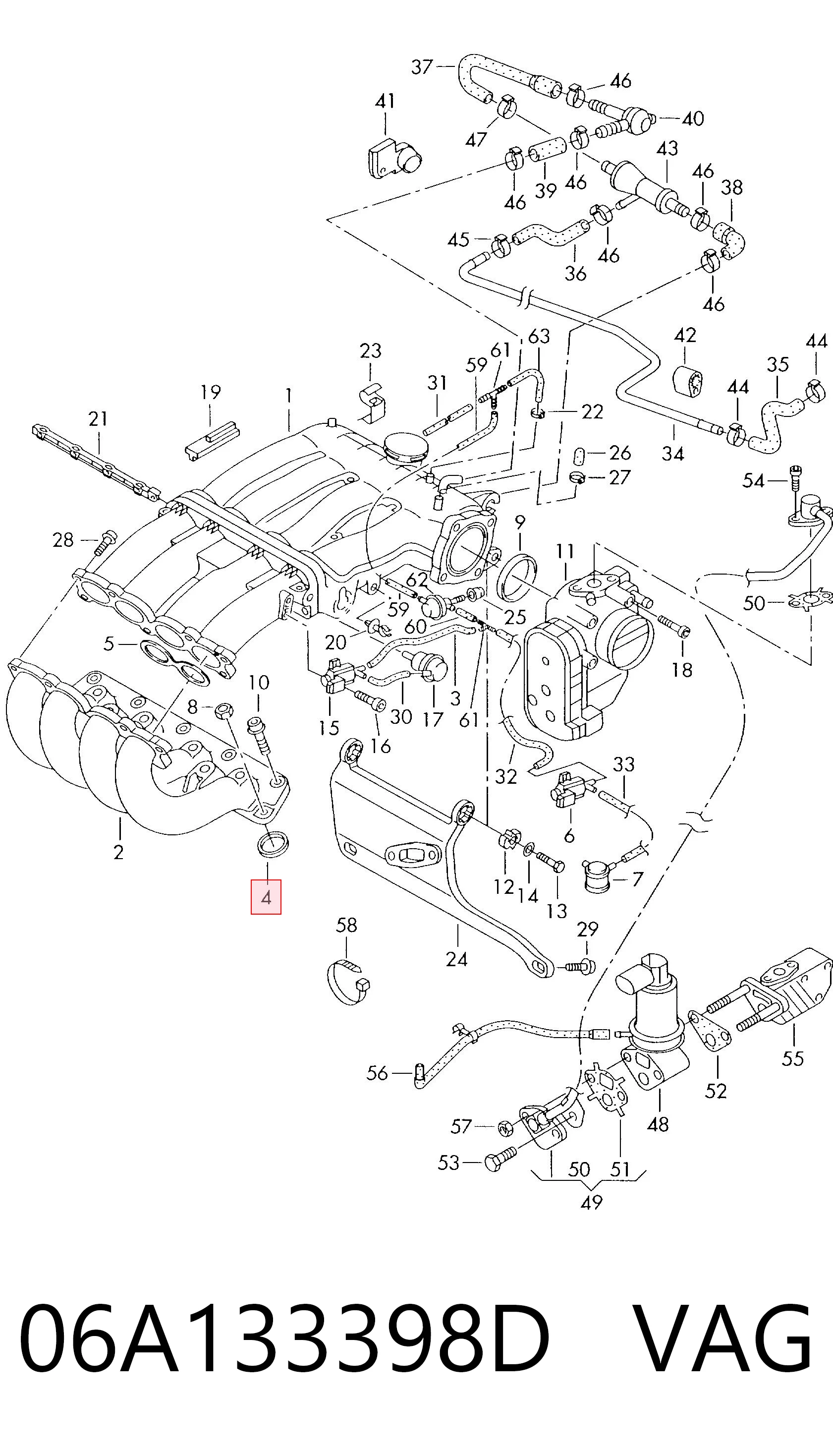 Прокладка всасывающего коллектора Volkswagen Bora седан (1J2) (1998 - 2005) цена, от 3.67 USD