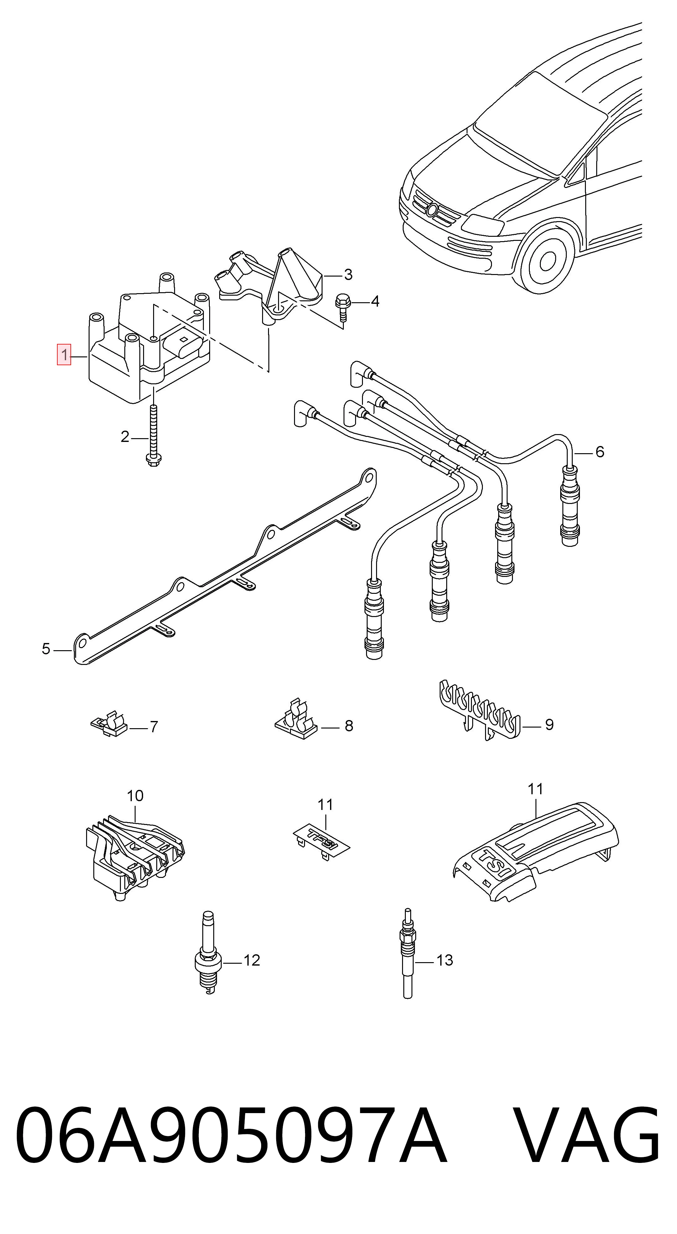 06A905097A VAG Катушка зажигания