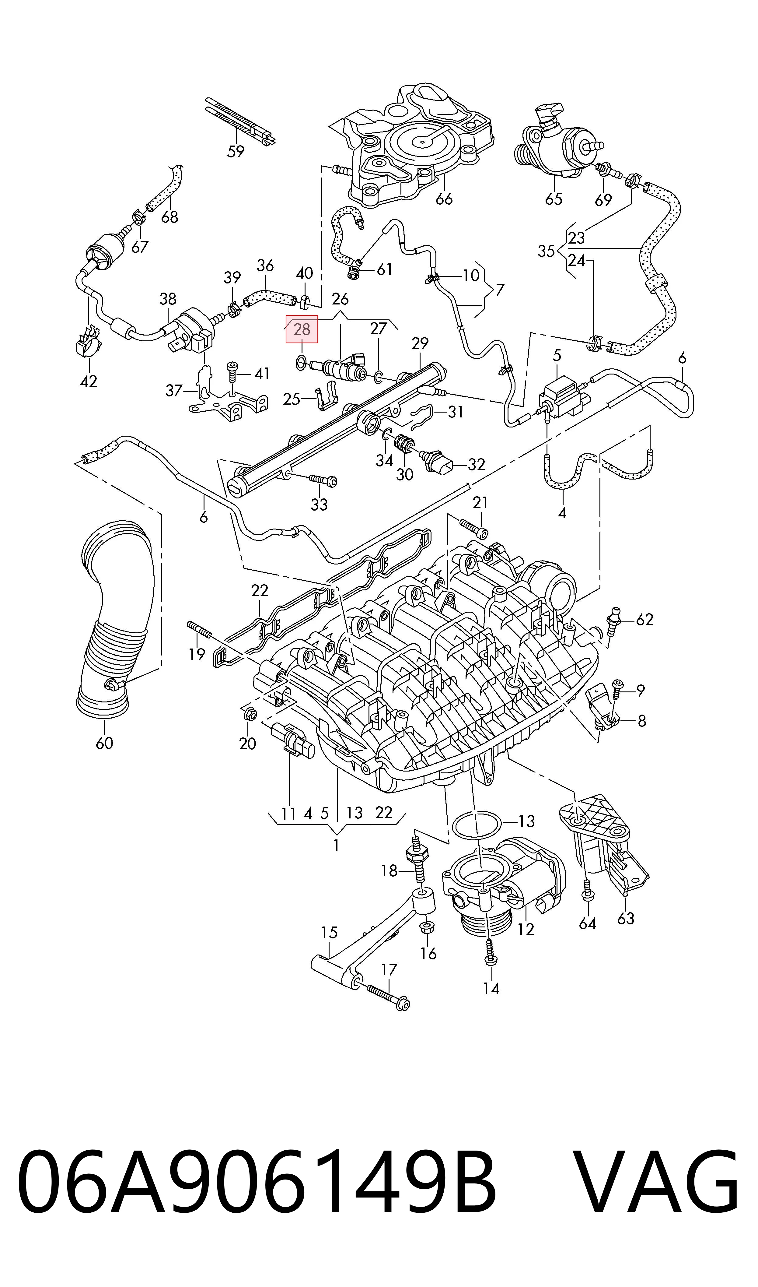 06A906149B VAG Кольцо форсунки инжектора посадочное
