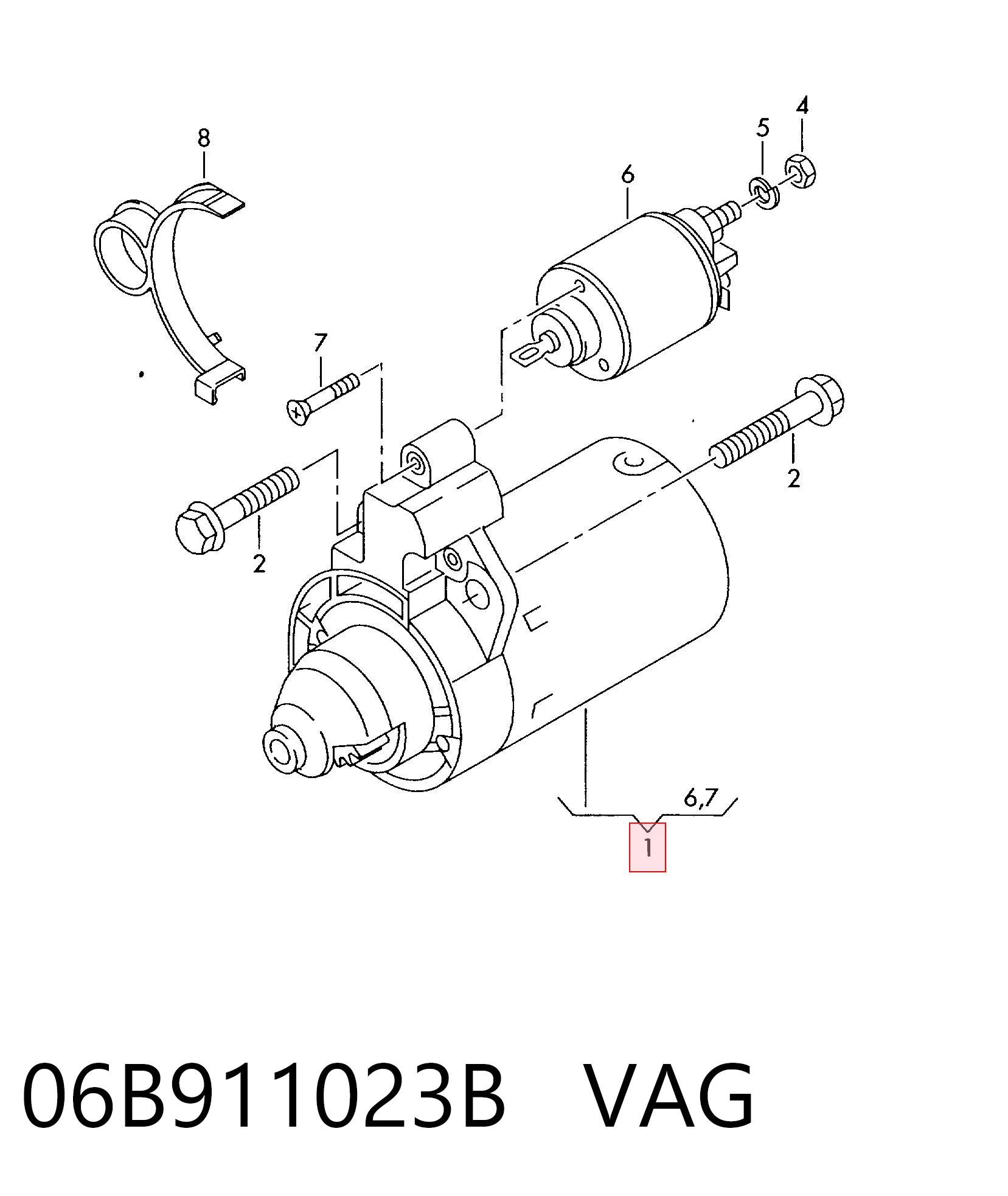 06B911023B VAG Стартер автомобиля