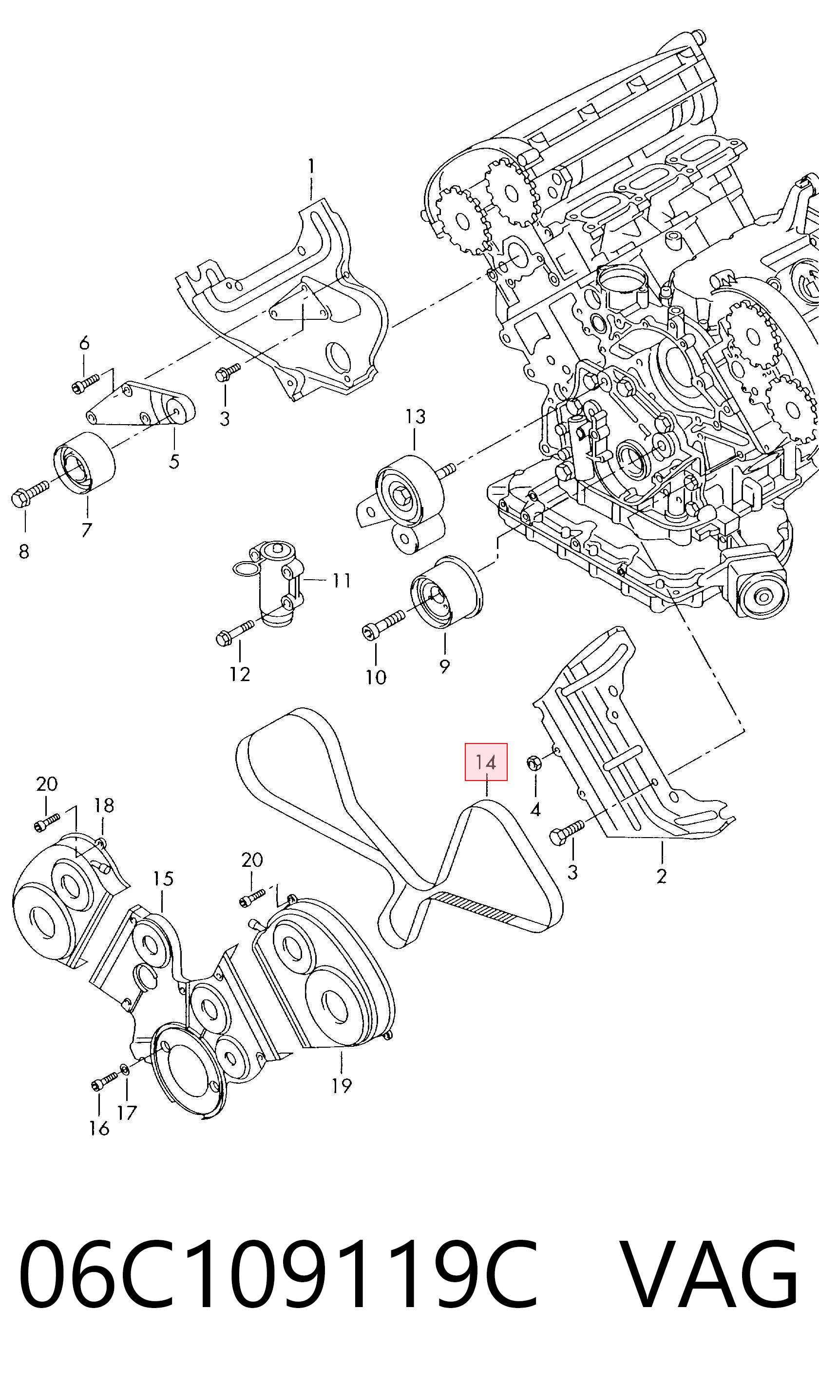 Зубчатый ремень VAG 06C109119C цена, от 62.52 USD