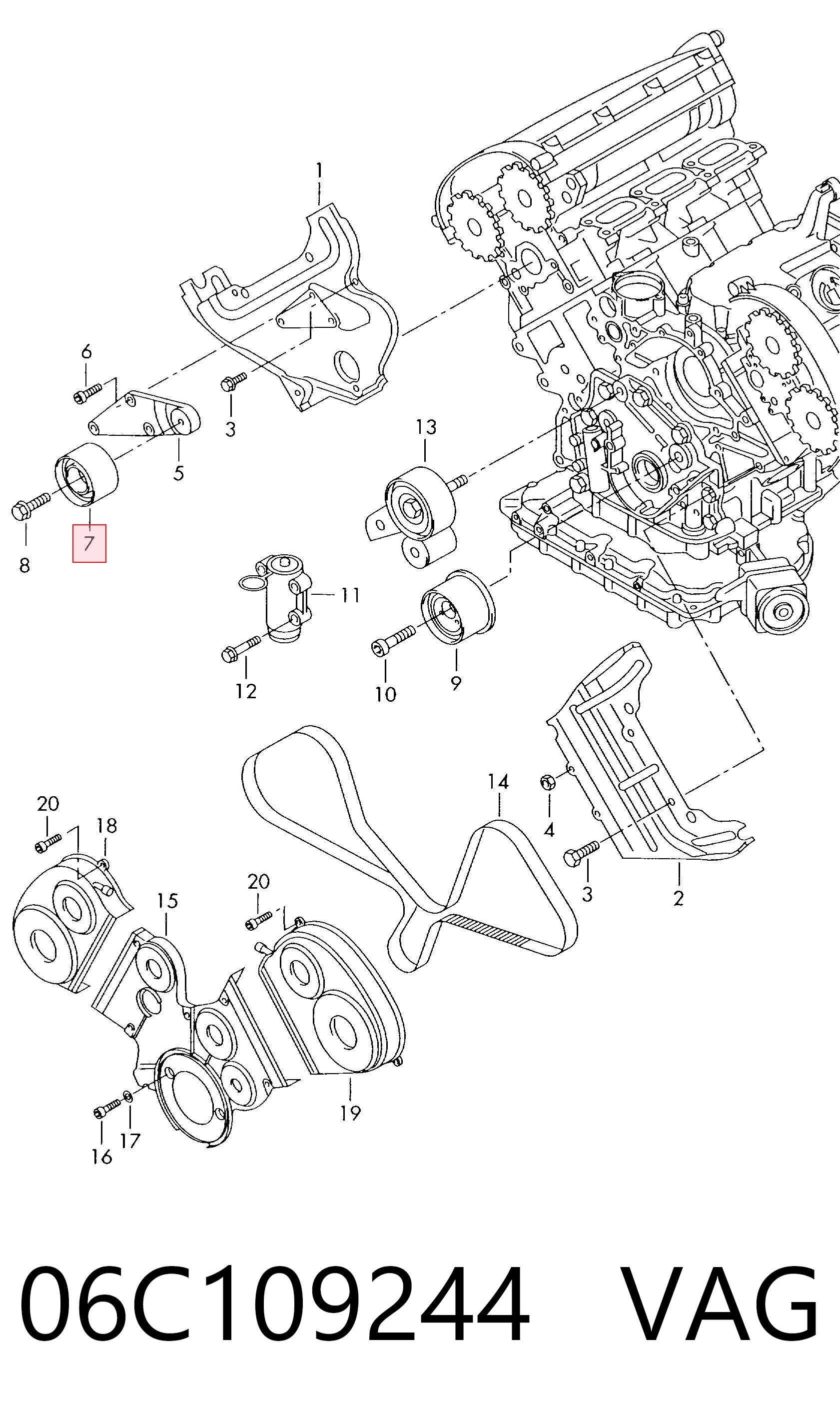 06C109244 VAG Паразитный ведущий ролик