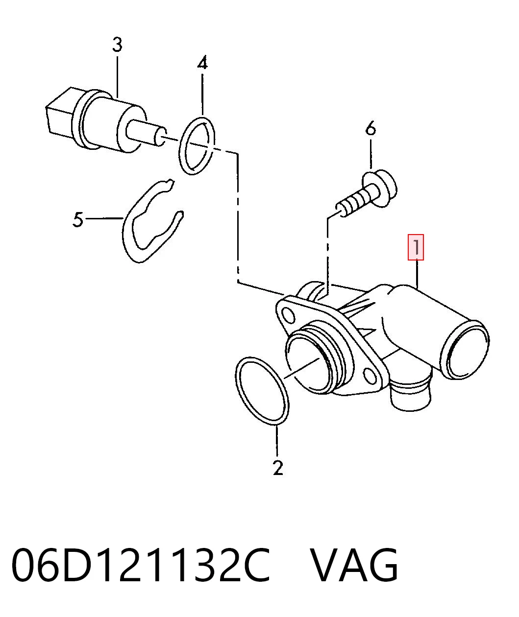 06D121132C VAG Тройник системы охлаждения