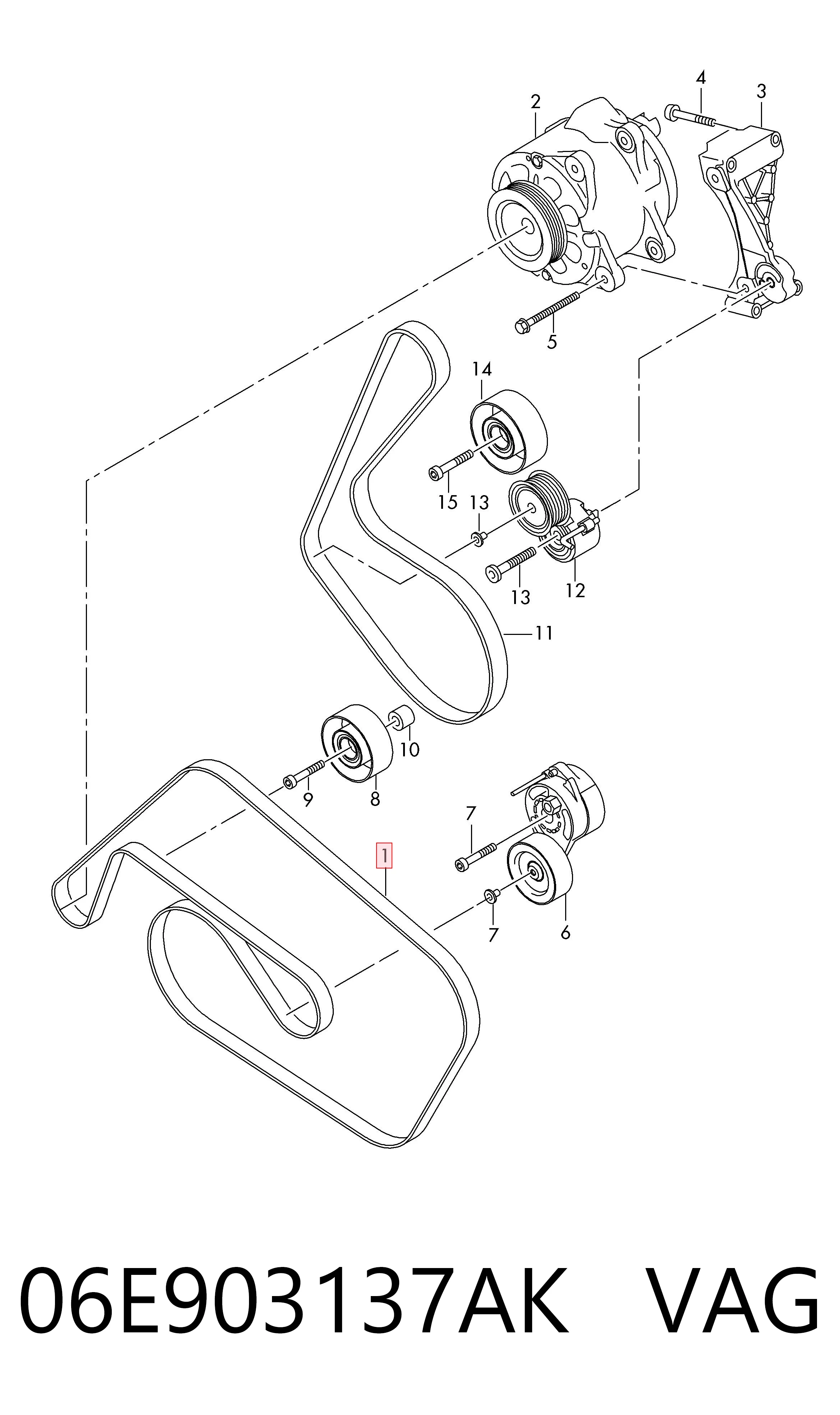 Клиновый ремень VAG 06E903137AK цена, от 38.88 USD