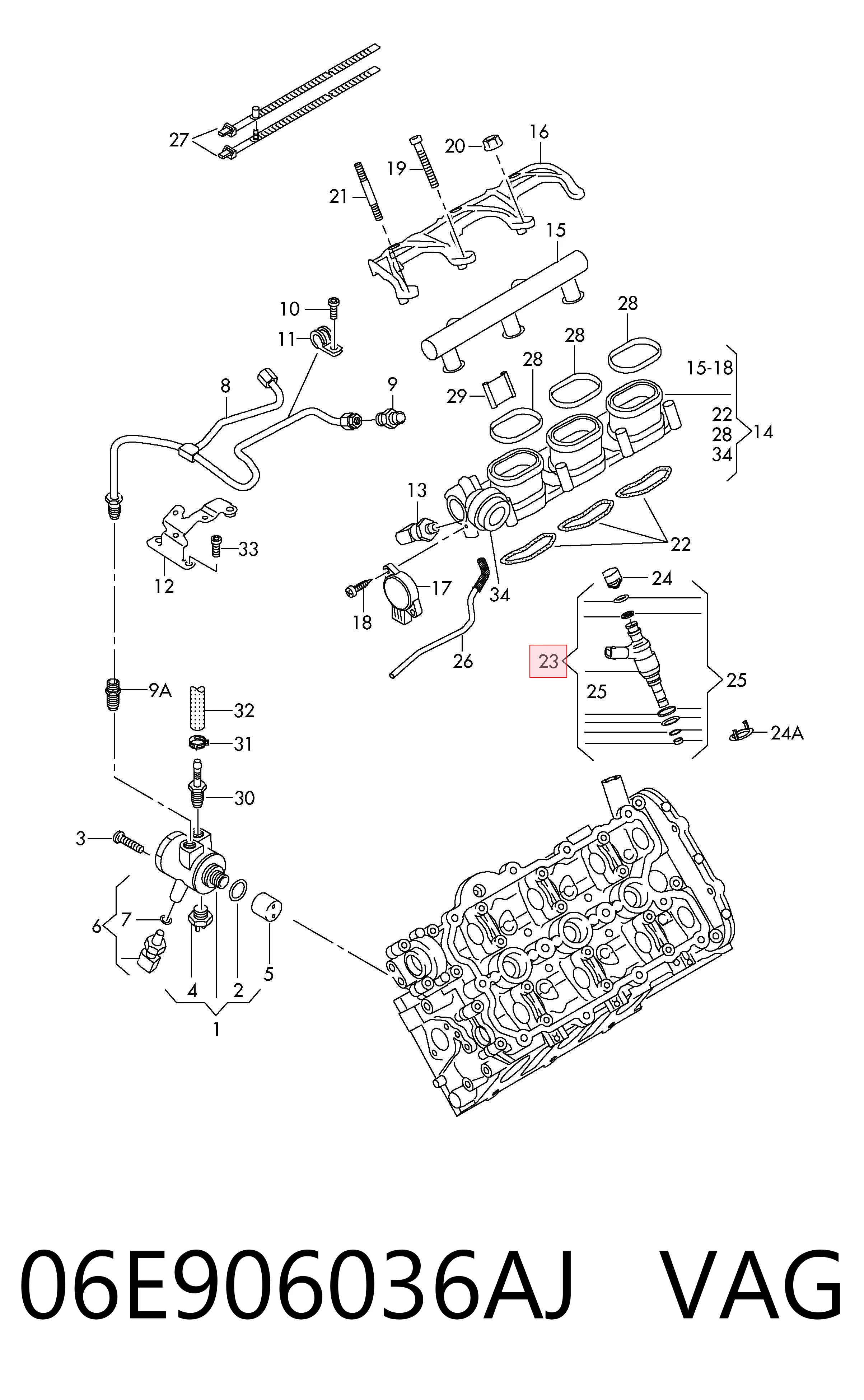 06E906036AJ VAG Топливные форсунки
