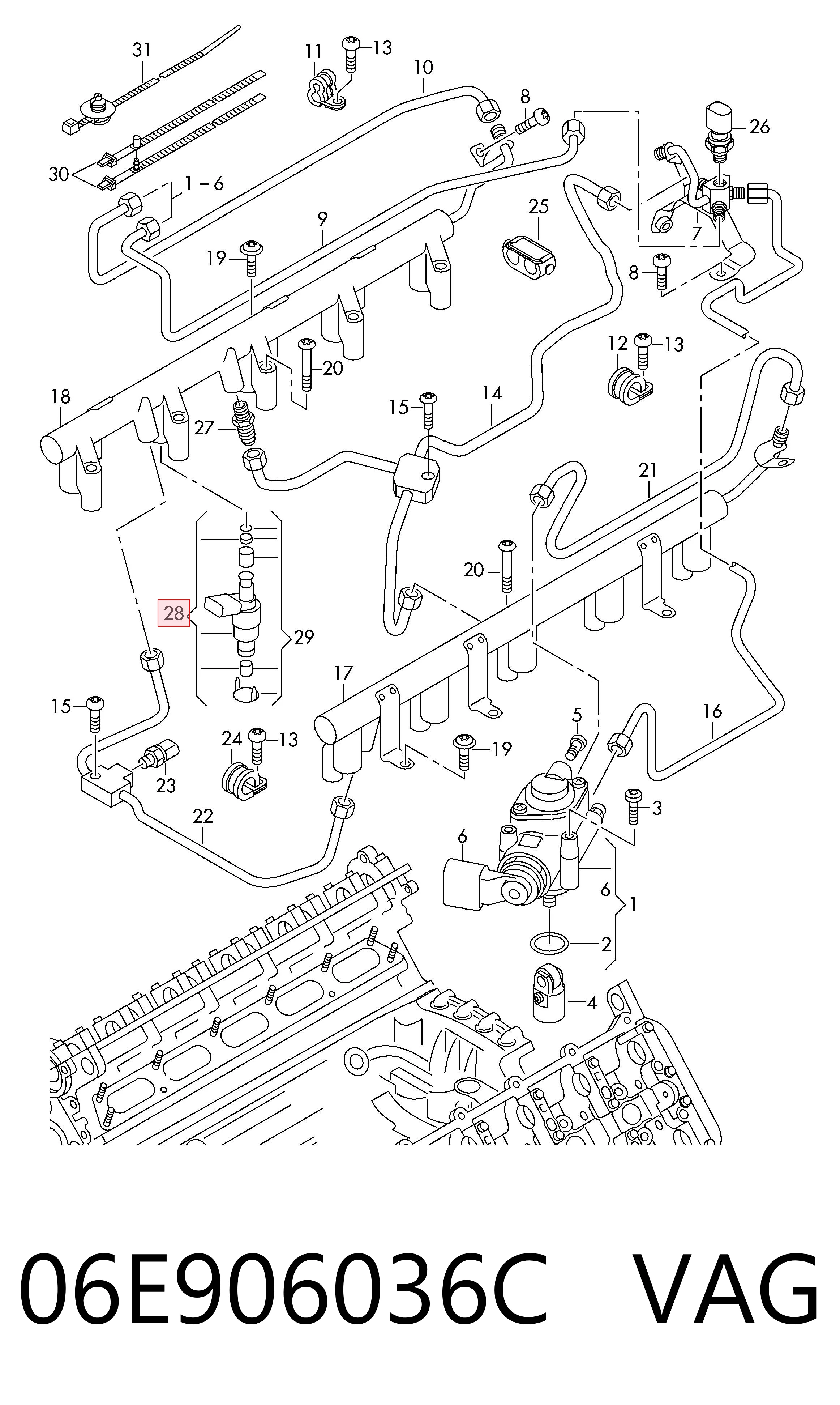 06E906036C VAG Топливные форсунки
