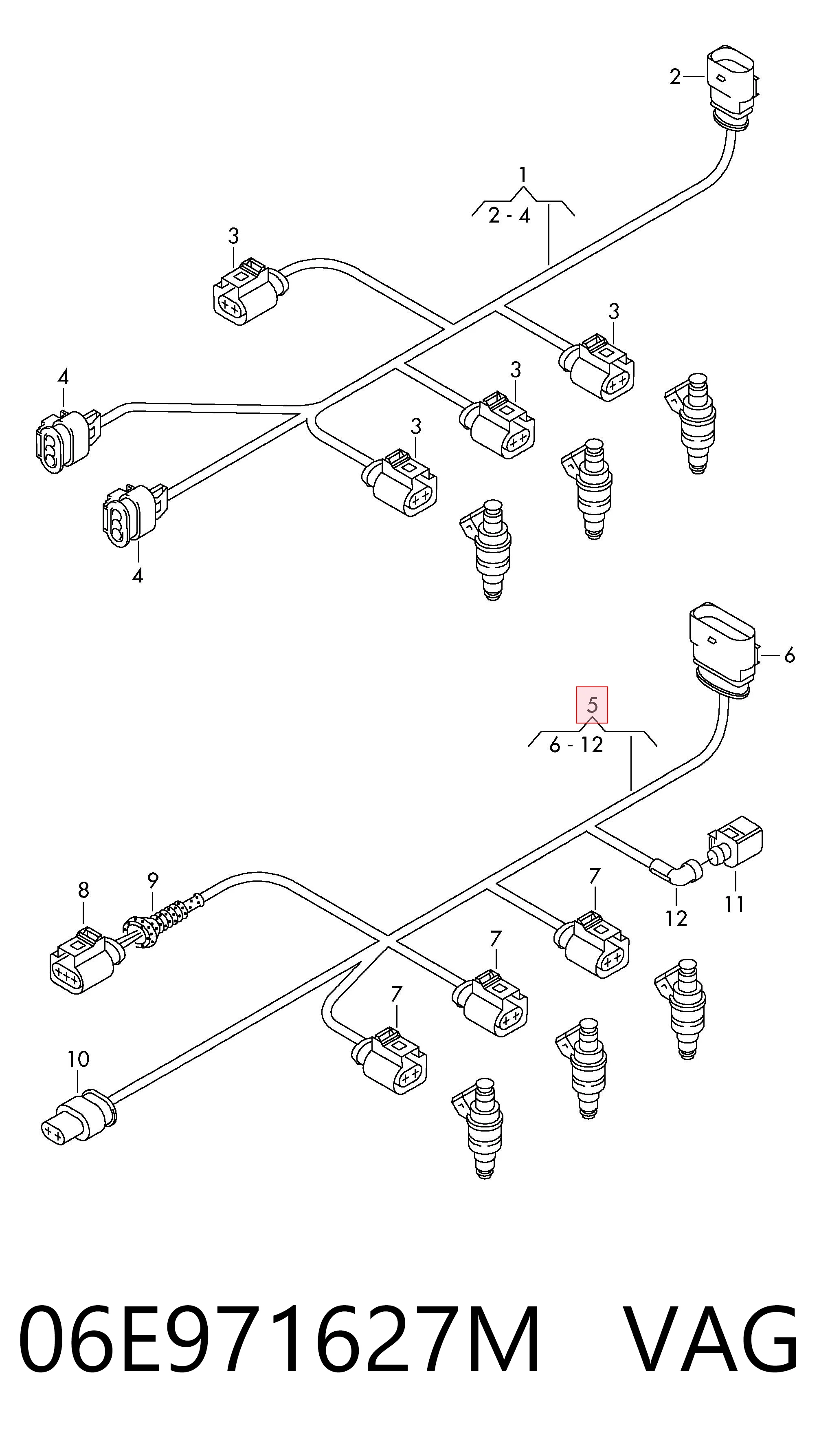 06E971627M VAG Жгут проводов моторного отсека