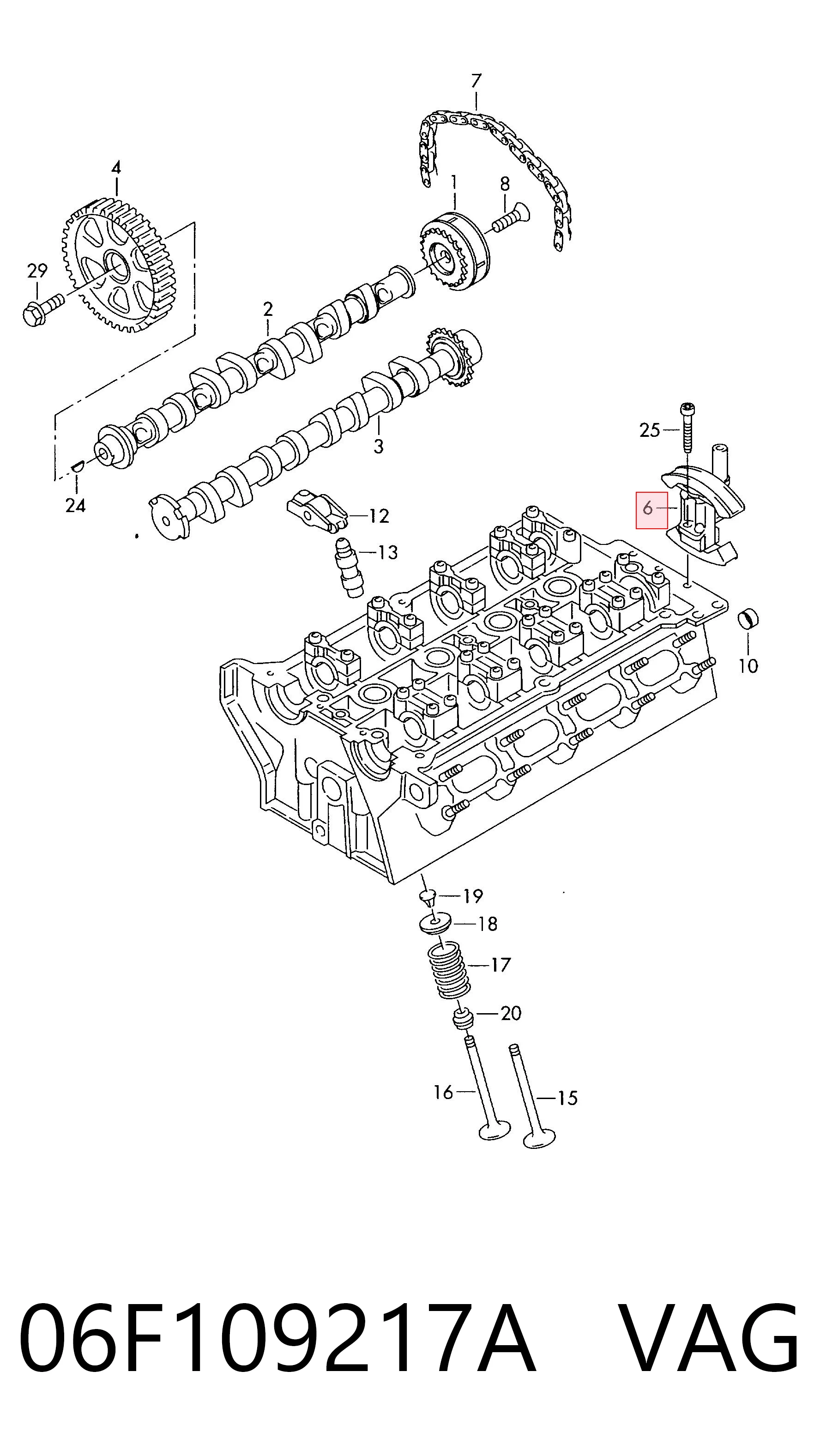 Натяжитель цепи ГРМ VAG 06F109217A цена, от 6354.74 UAH