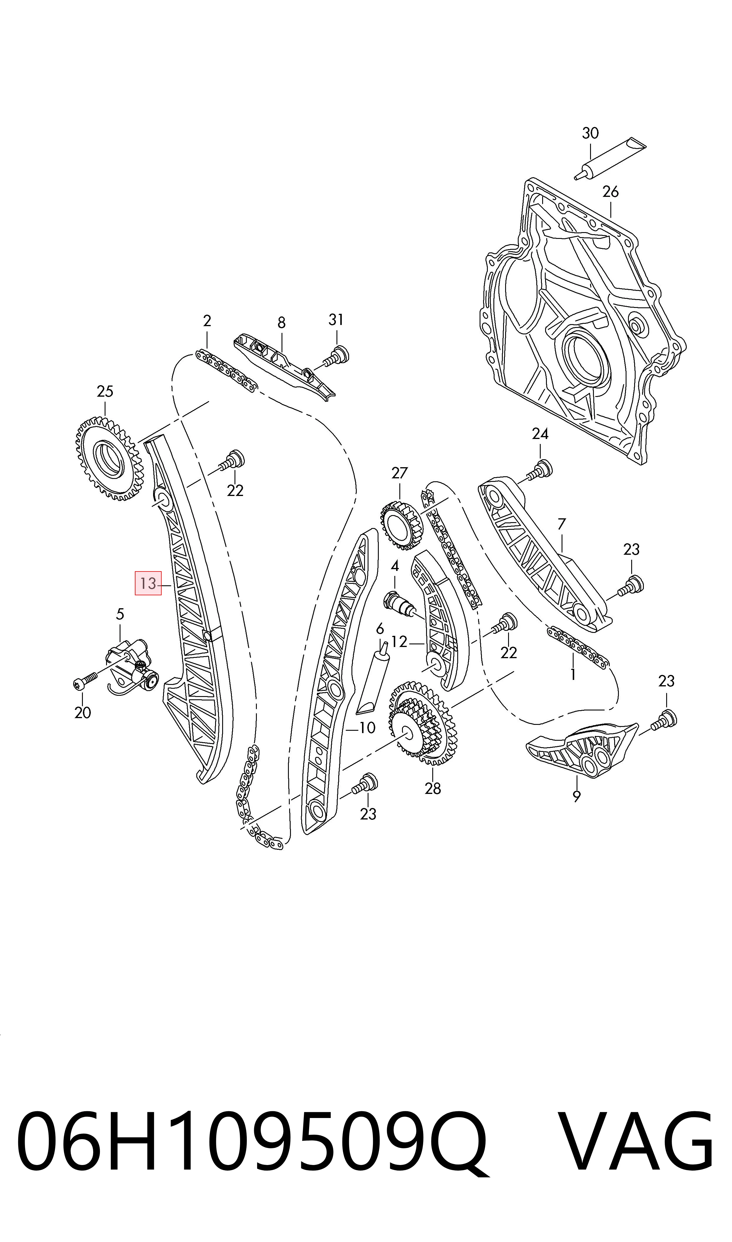 Башмак натяжителя цепи ГРМ 51109023 AND