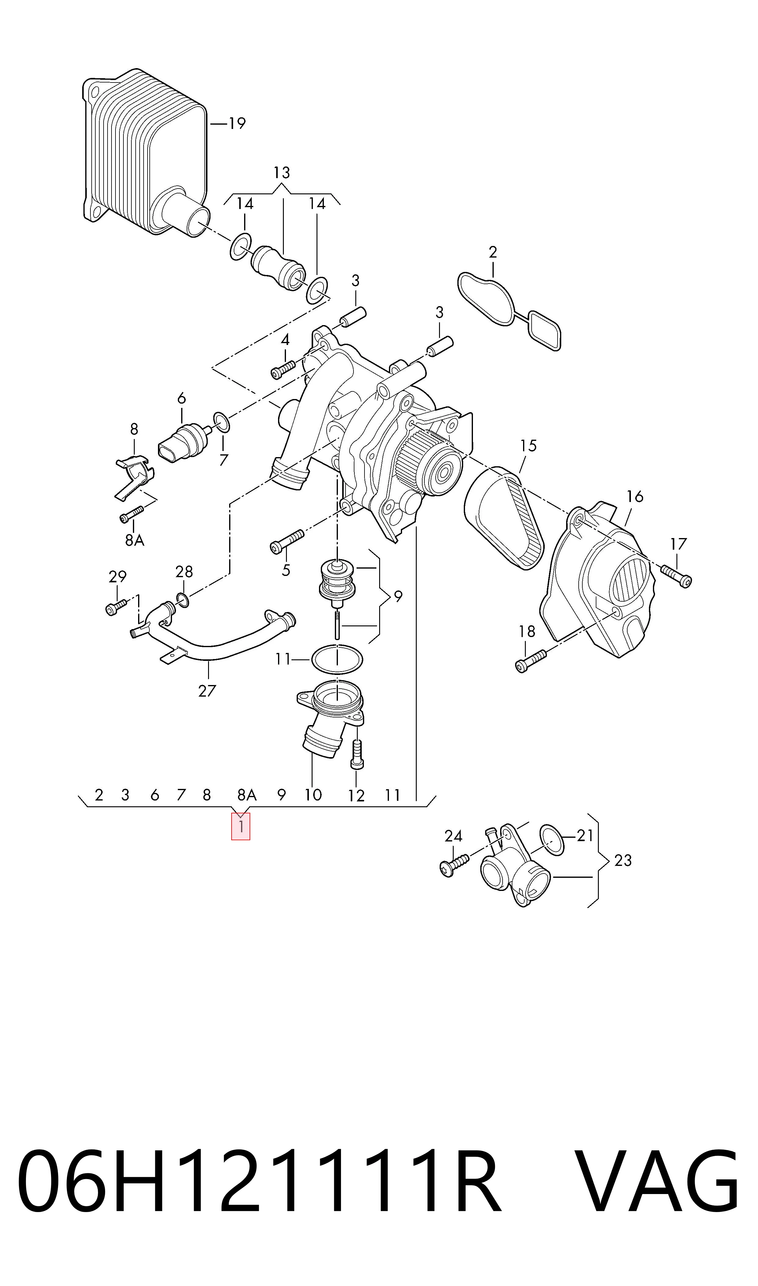 06H121111R VAG Корпус термостата в сборе