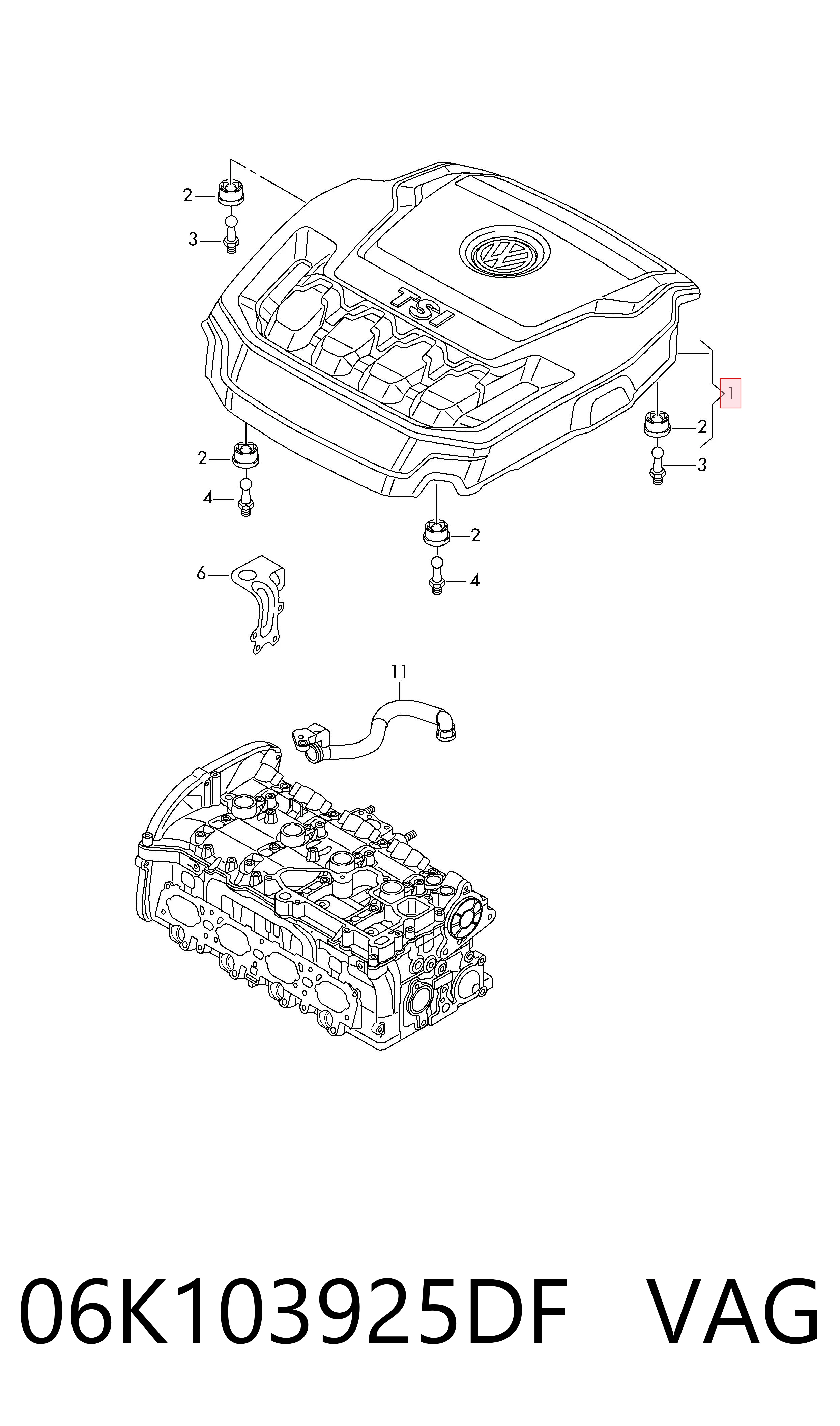 Крышка мотора декоративная на Volkswagen Polo VI AW1, BZ1, AE1
