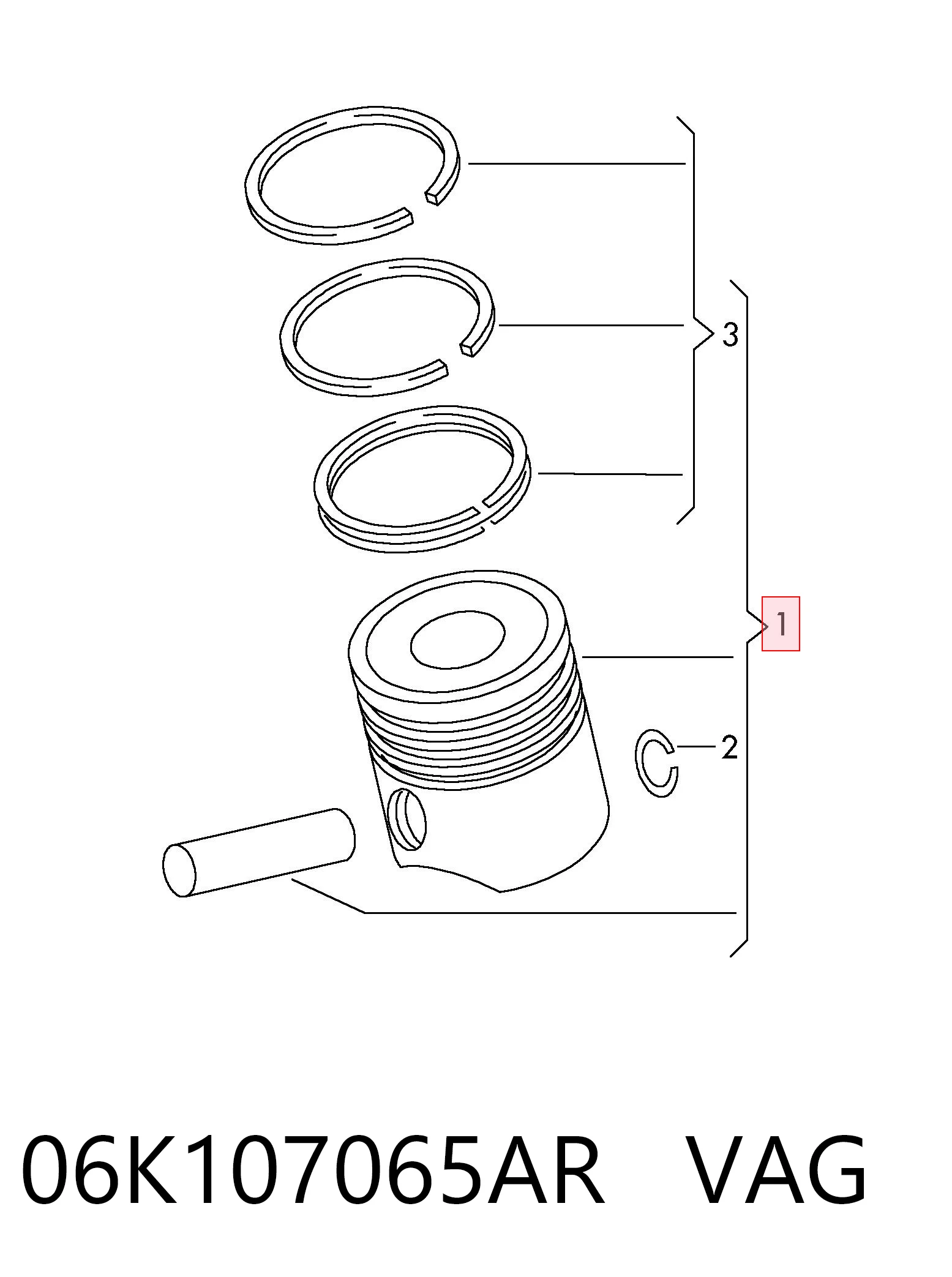 030PI00100000 Mahle Original Поршень в комплекте на 1 цилиндр, STD