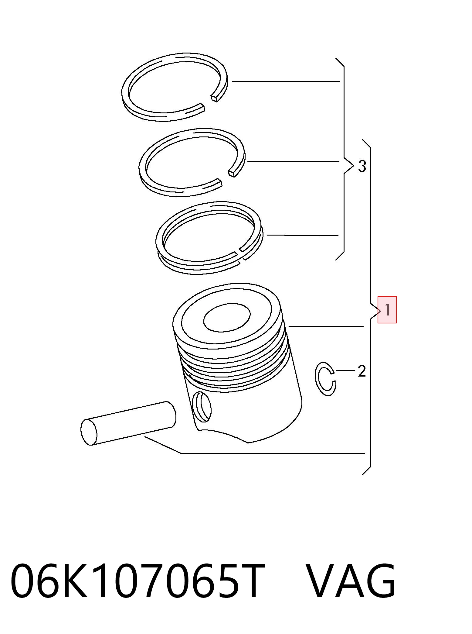 Купить 030PI00100000 Mahle Original Поршень на 1 цилиндр