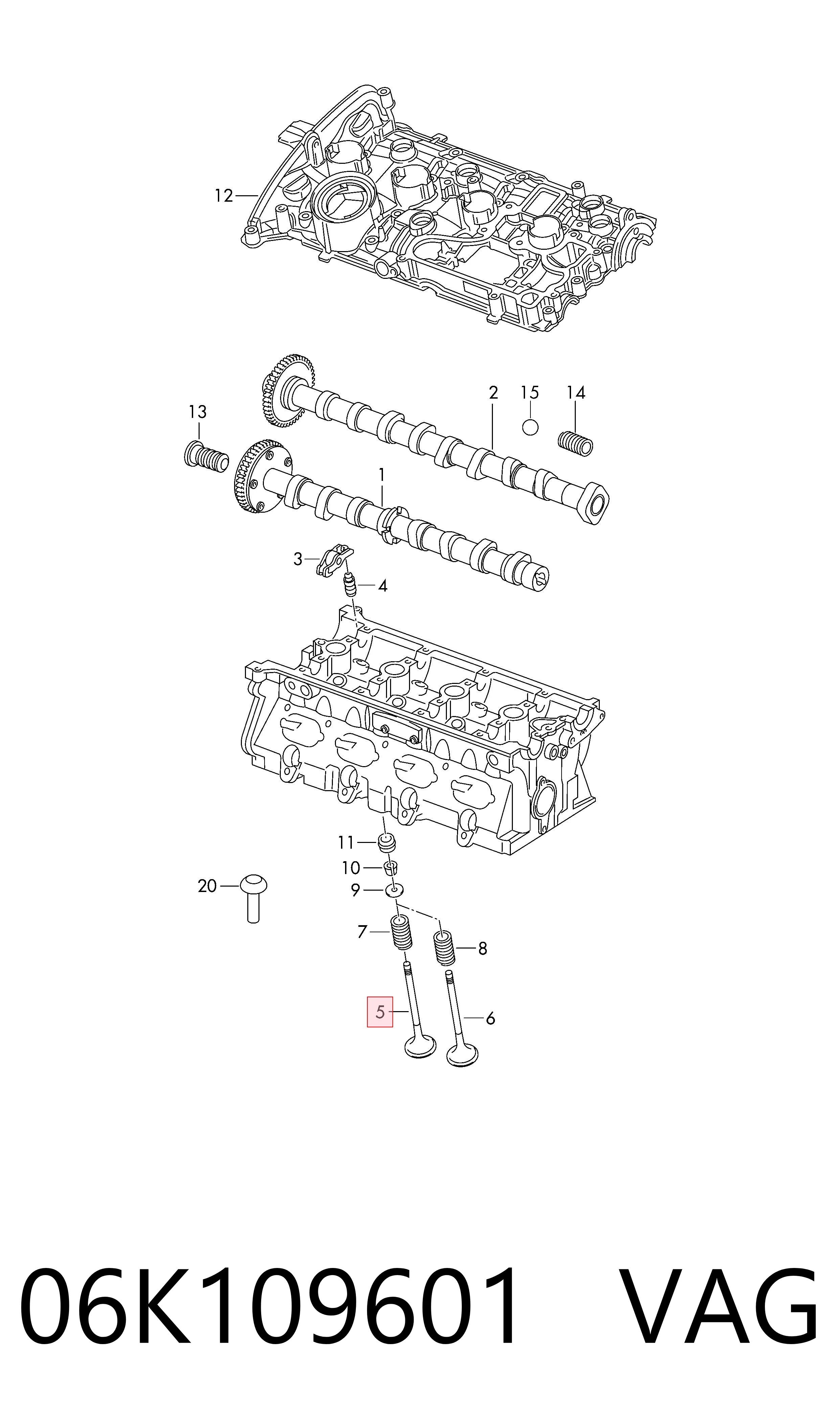 Клапан впускной Volkswagen Tiguan Allspace  внедорожник (BW2, BJ2) (2017 - 2026) цена, от 7.20 USD