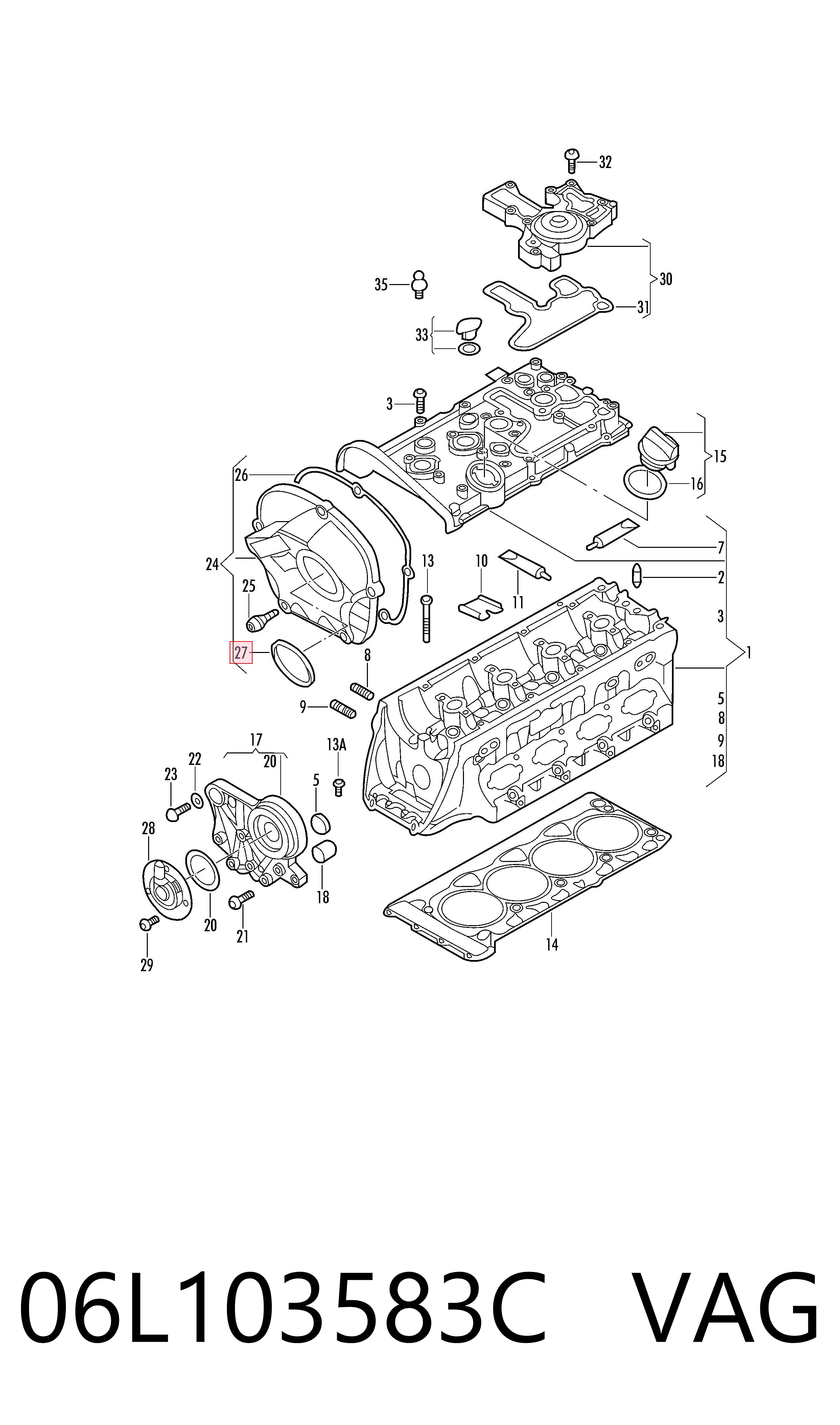 06L103583C VAG Прокладка датчика положения распредвала