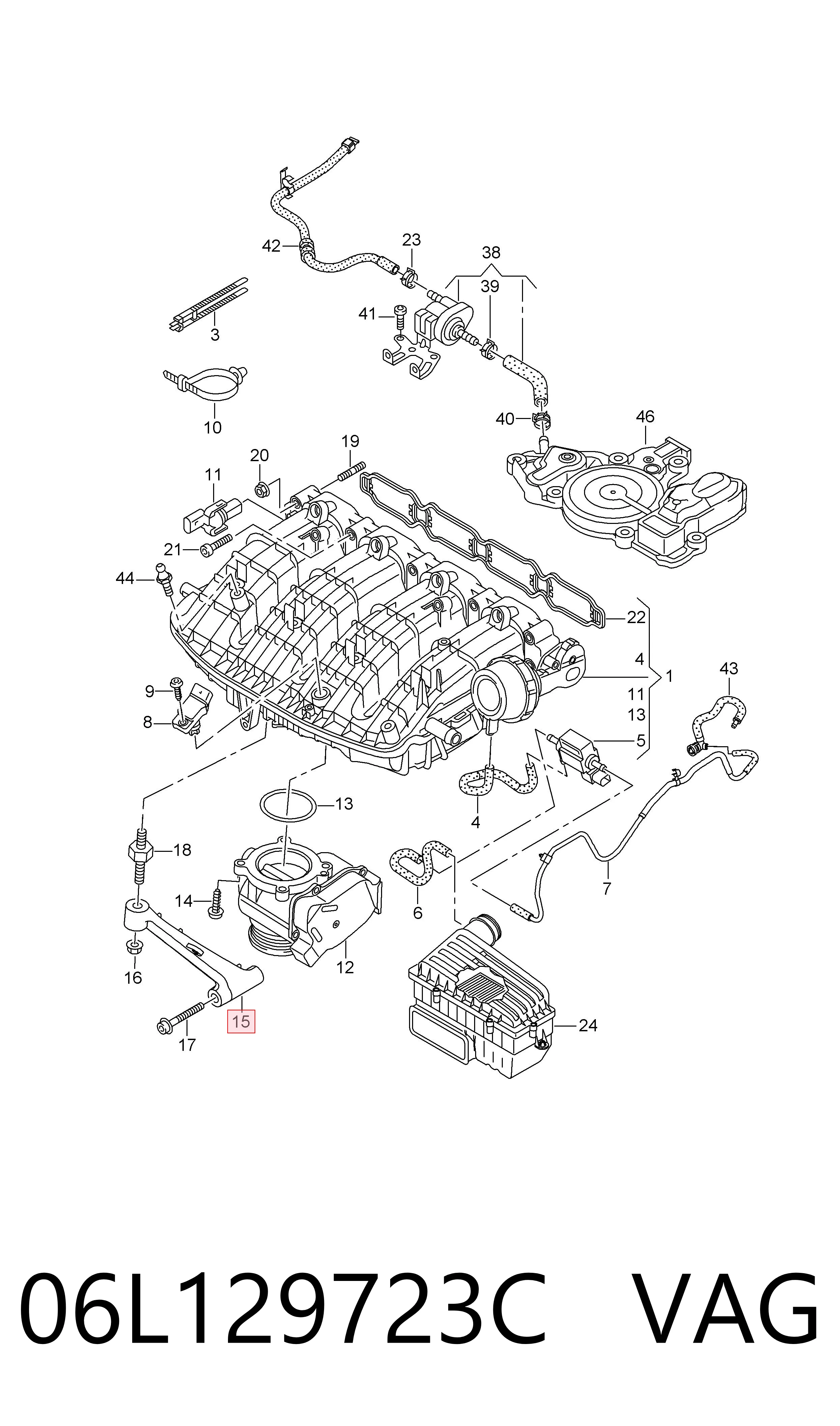 Купить 06L129723C VAG Кронштейн впускного коллектора
