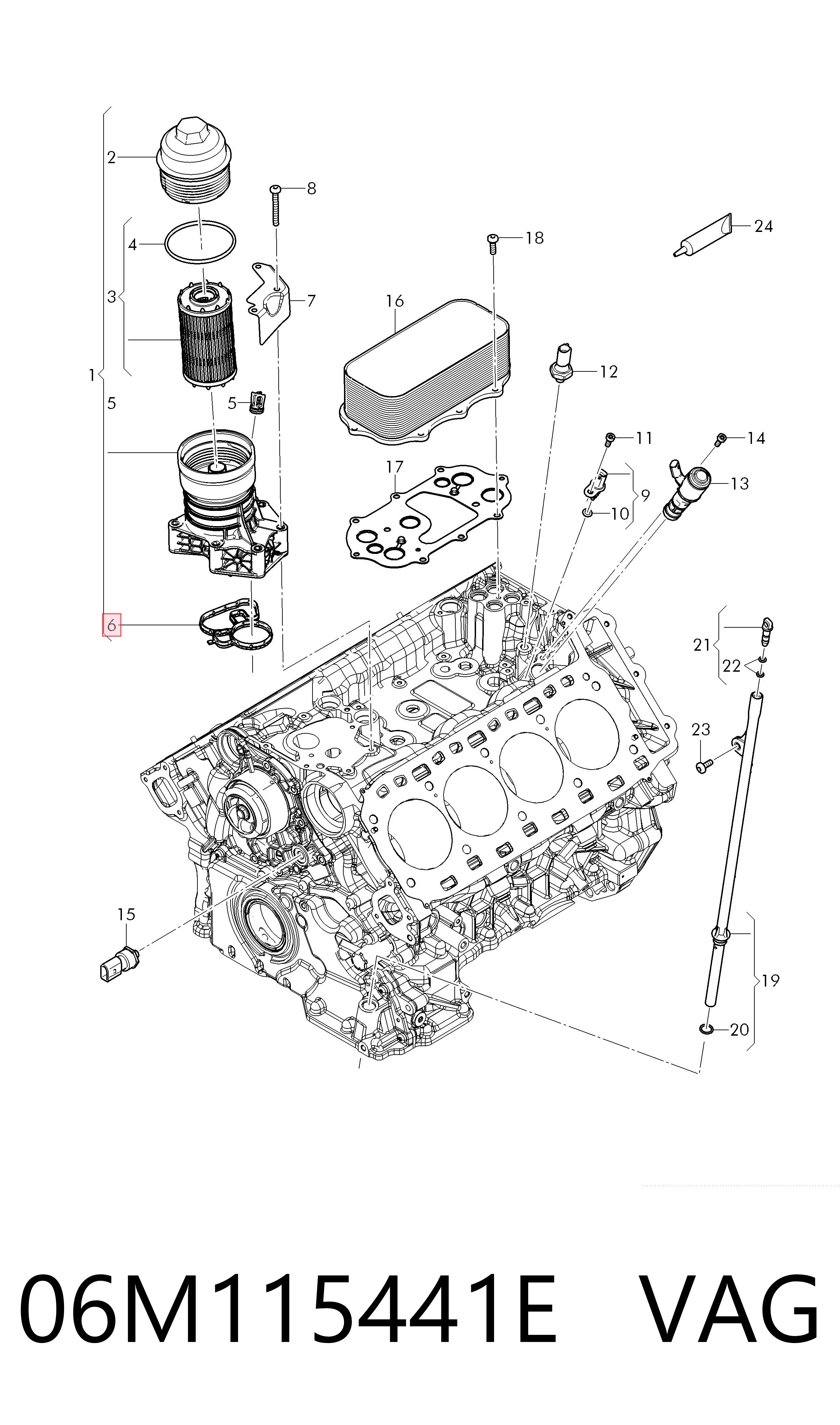 06M115441E VAG Прокладка масляного фильтра