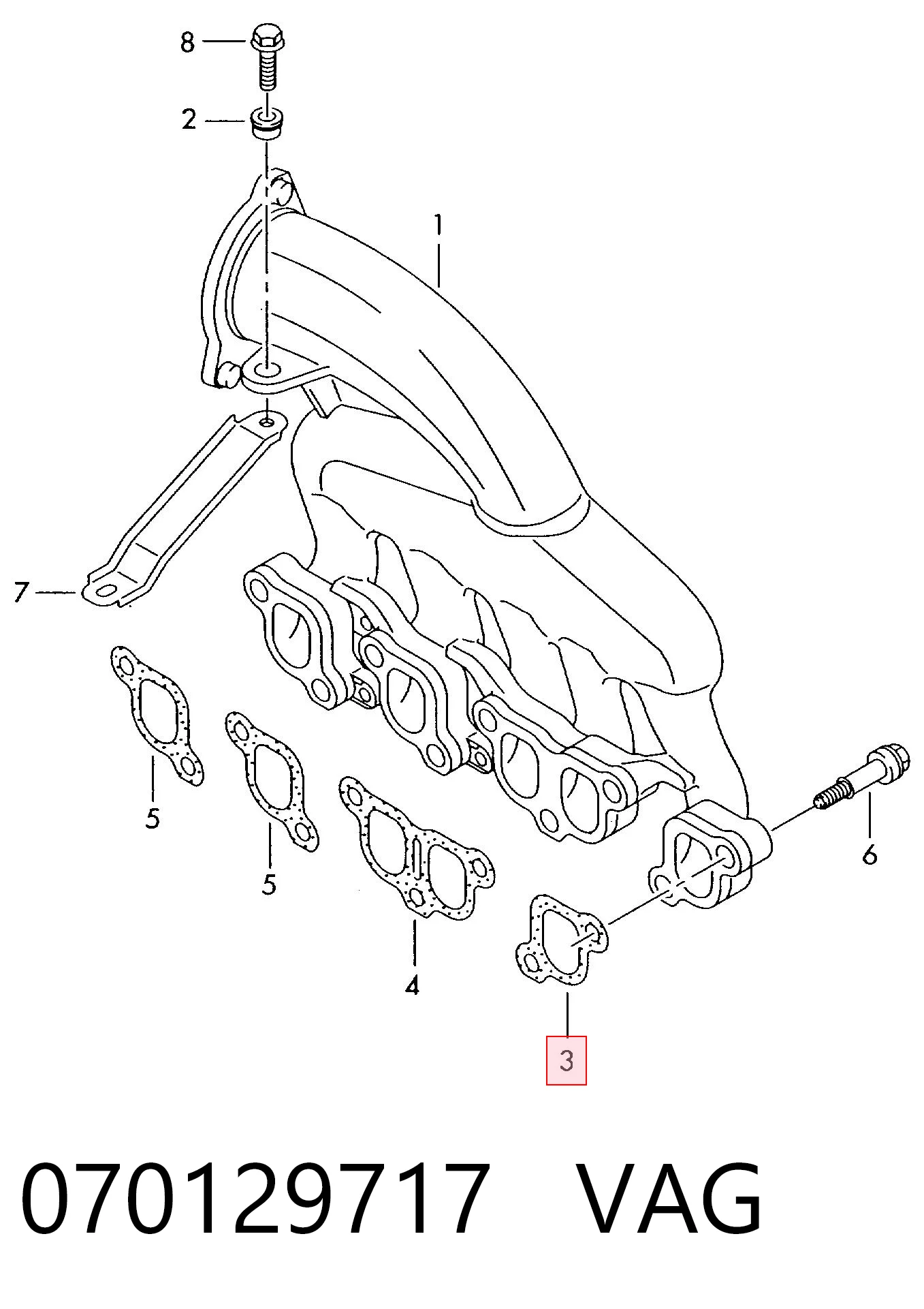 Прокладка всасывающего коллектора Volkswagen Multivan T5 минивэн (7HM, 7HN, 7HF, 7EF, 7EM, 7EN) (2003 - 2016) цена, от 5.12 USD