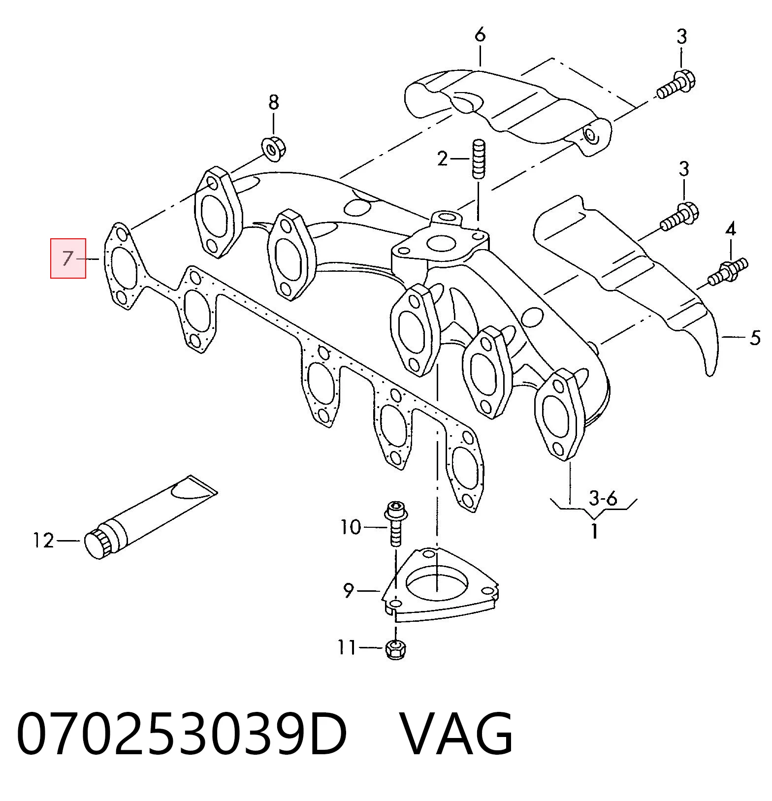 Прокладка коллектора выпускного VAG 070253039D цена, от 32.67 USD