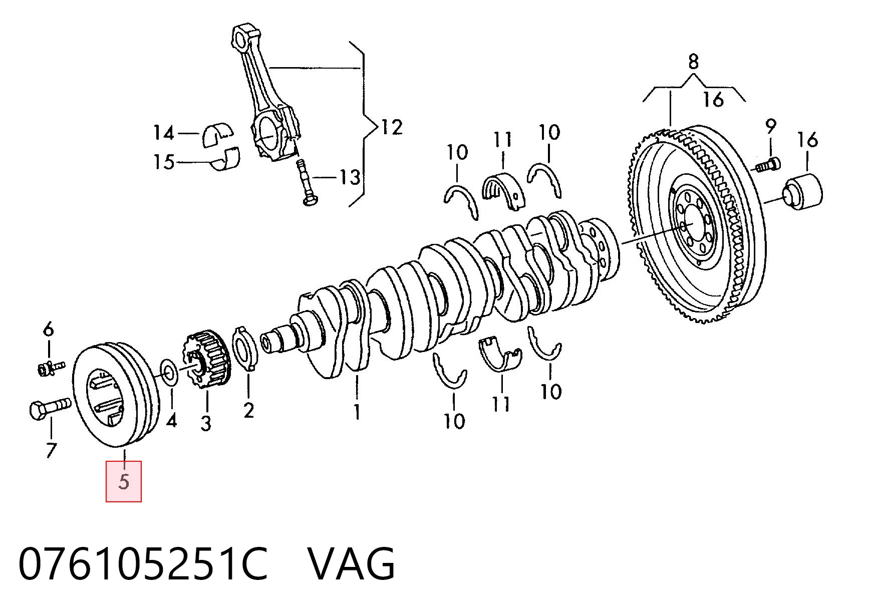 076105251C VAG Шкив коленчатого вала