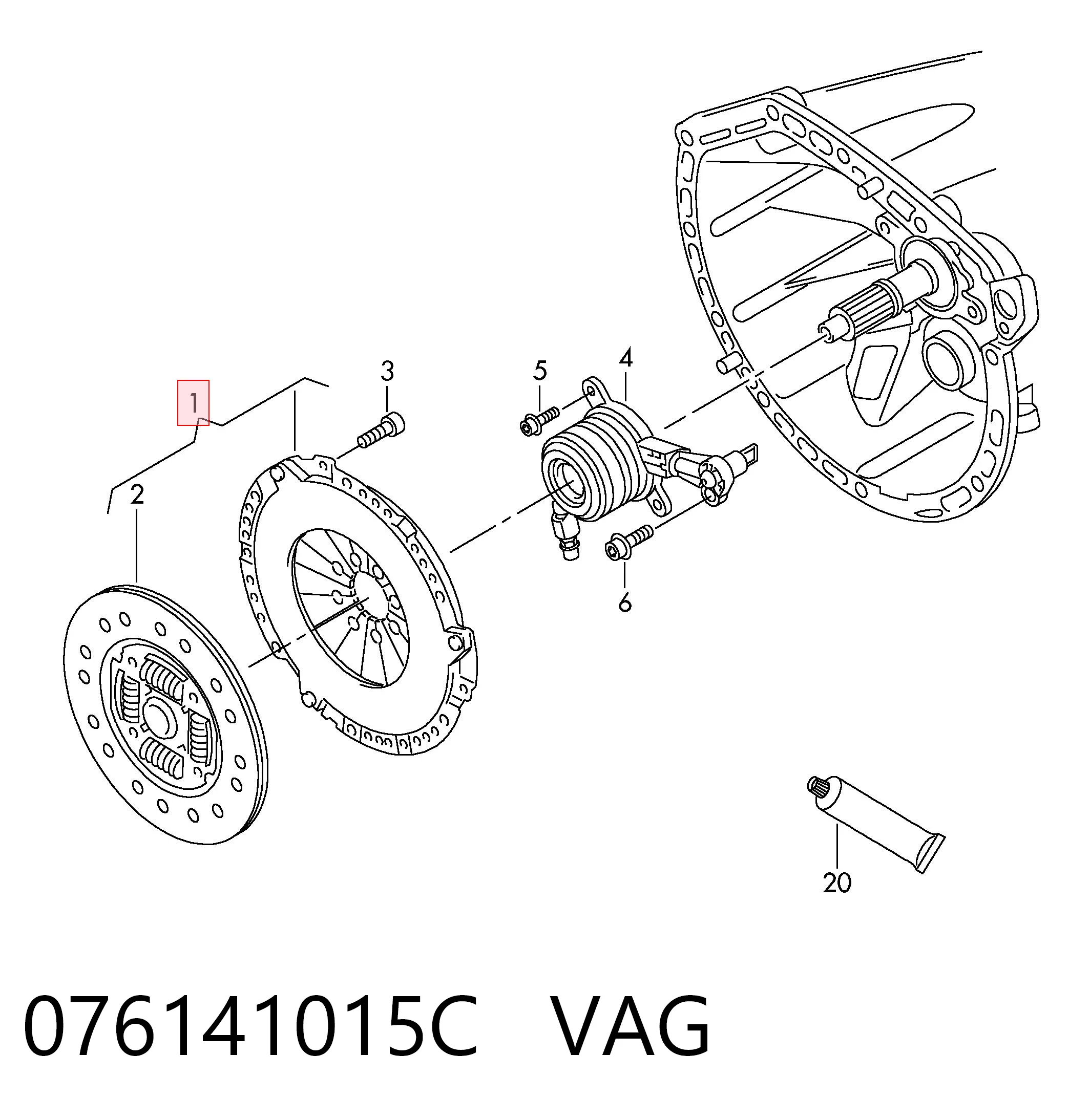 Комплект сцепления (3 части) VAG 076141015C цена, от 307.61 USD