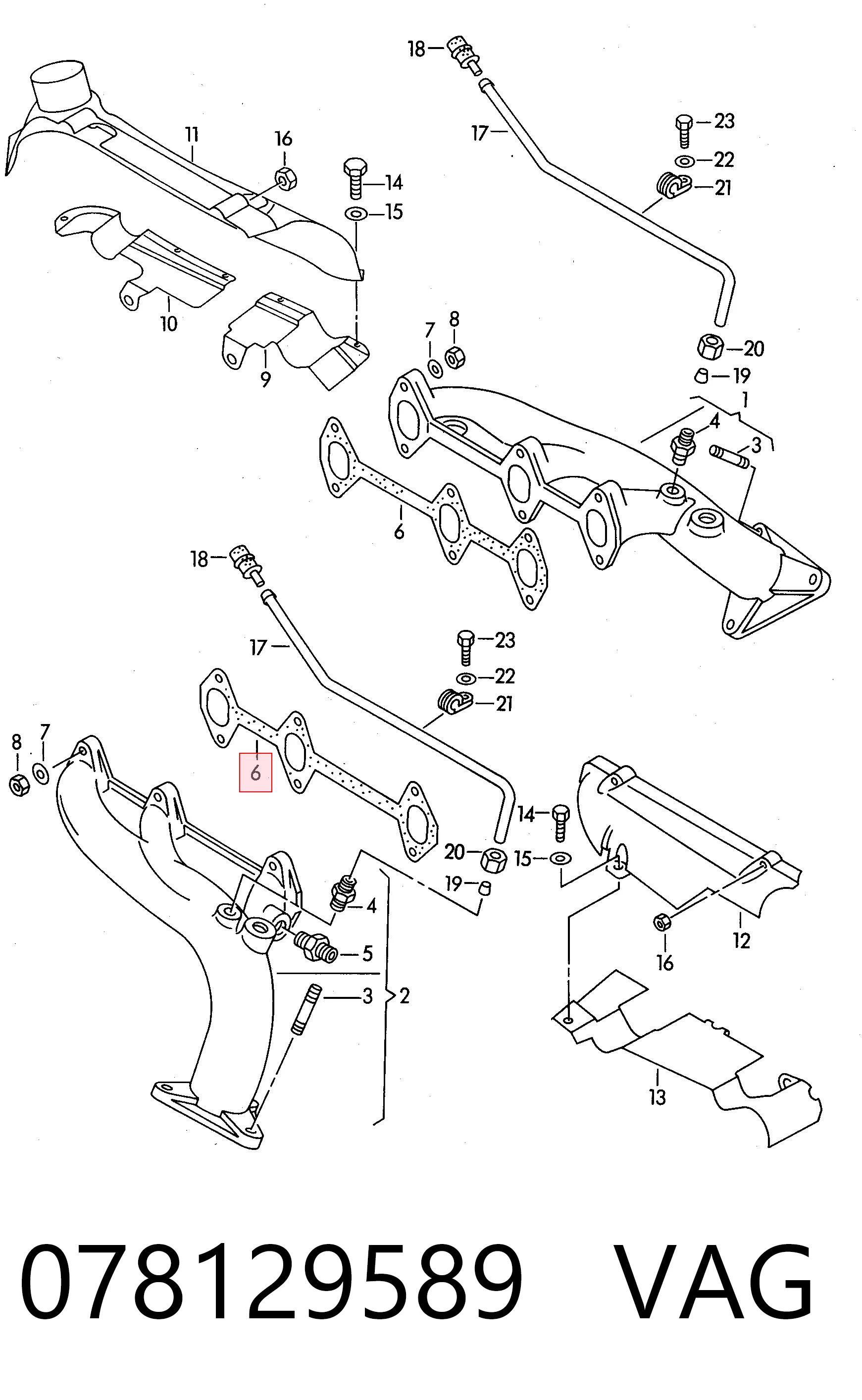 Прокладка коллектора выпускного Audi 100 C4 седан (4A2) (1990 - 1994) цена, от 8.13 USD