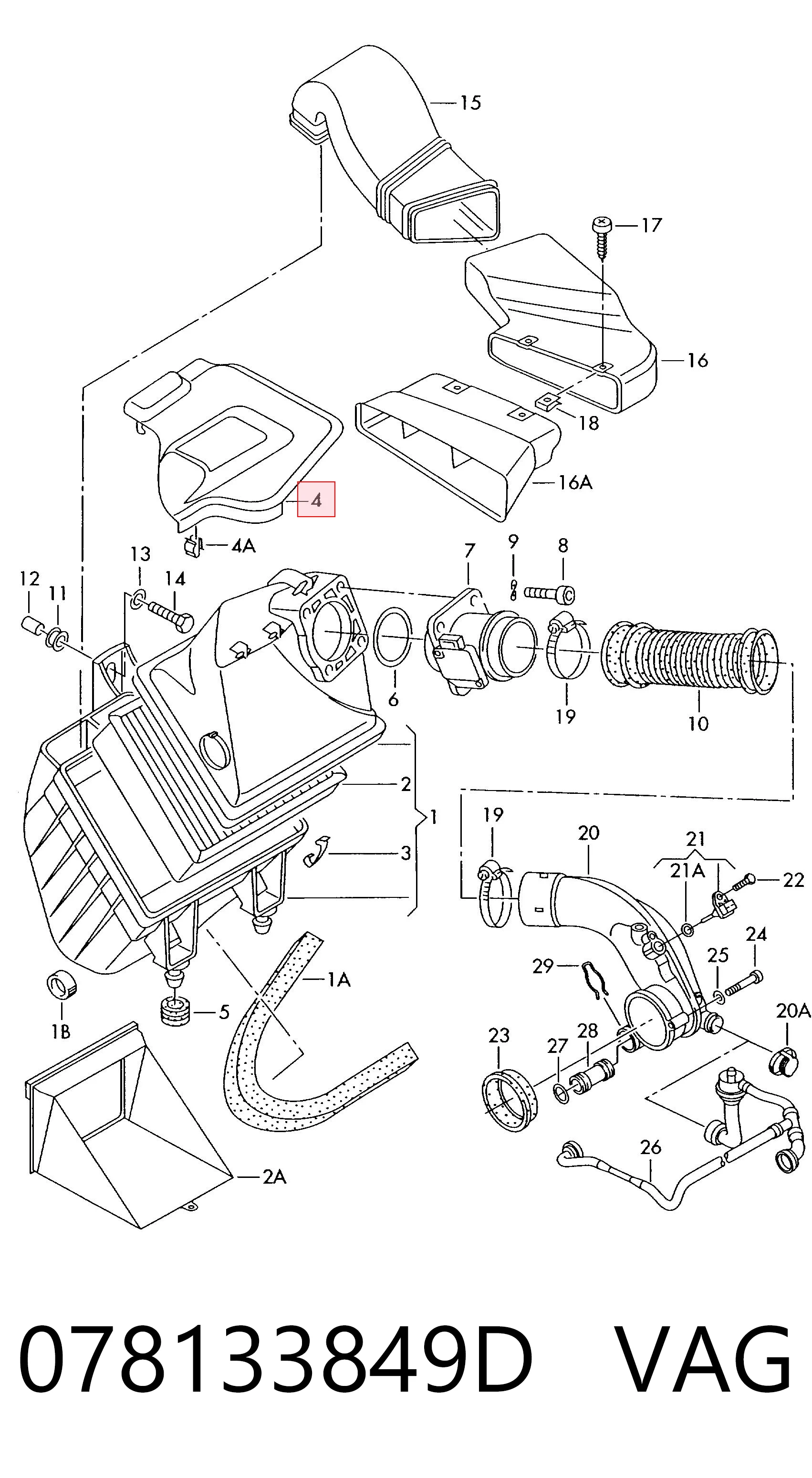 Коробка фильтра на Audi A6 C5 4B2, 4B4