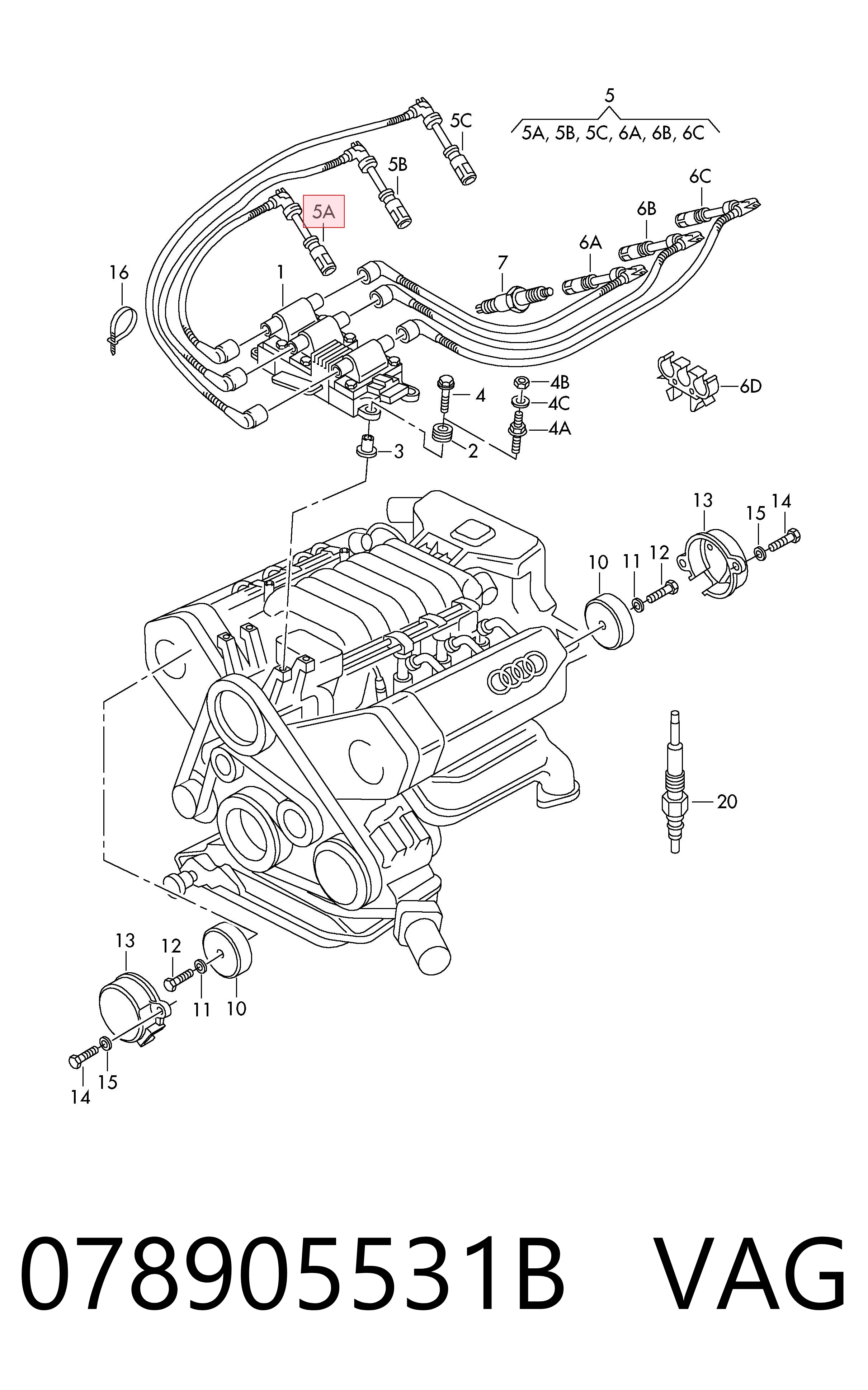 Провода зажигания Audi A6 C5 седан (4B2, 4B4) (1997 - 2005) цена, от 38.91 USD