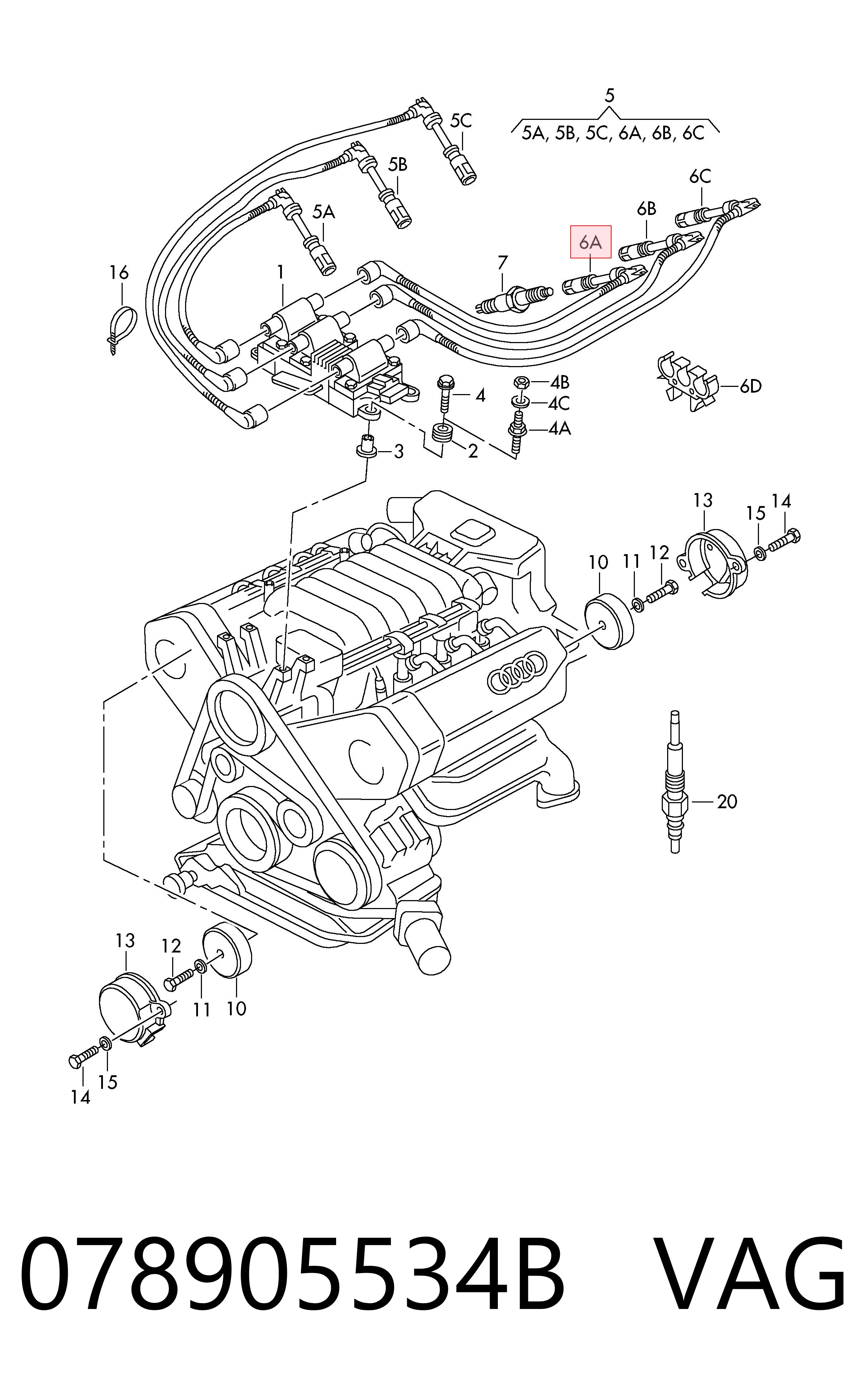 Провода зажигания Audi A6 C5 седан (4B2, 4B4) (1997 - 2005) цена, от 38.91 USD