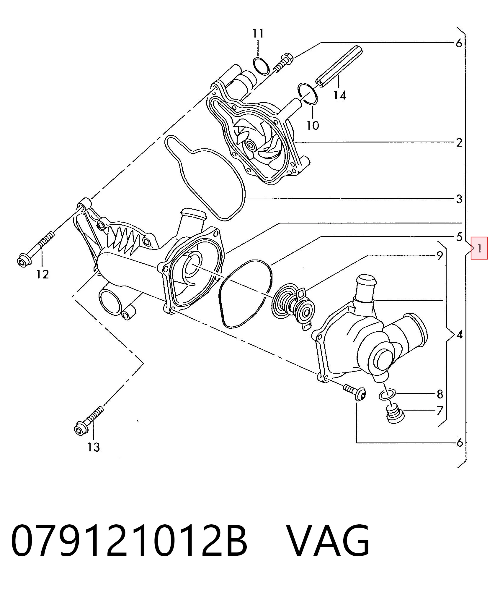 079121012B VAG Насос водяной