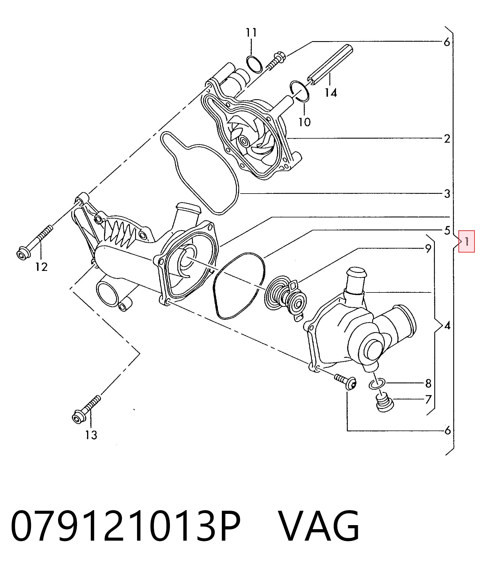 Помпа охлаждения Audi A5 купе (8T3) (2007 - 2017) цена, от 101.93 USD