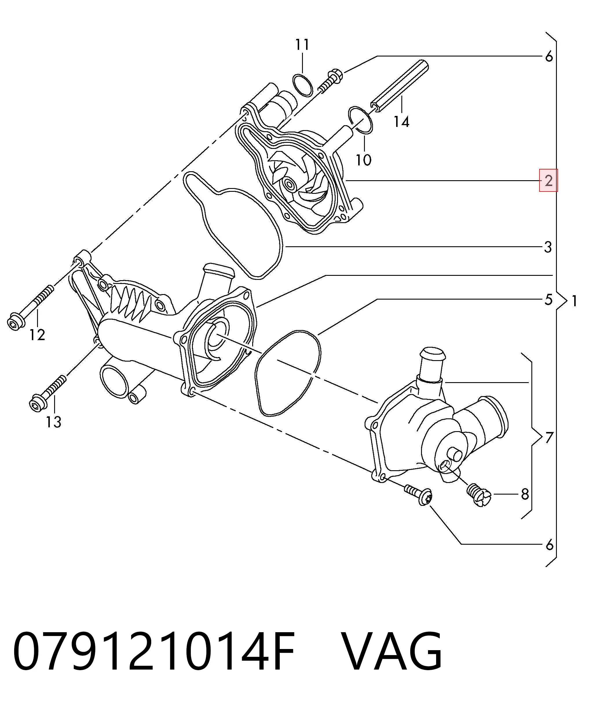 079121014F VAG Насос водяной