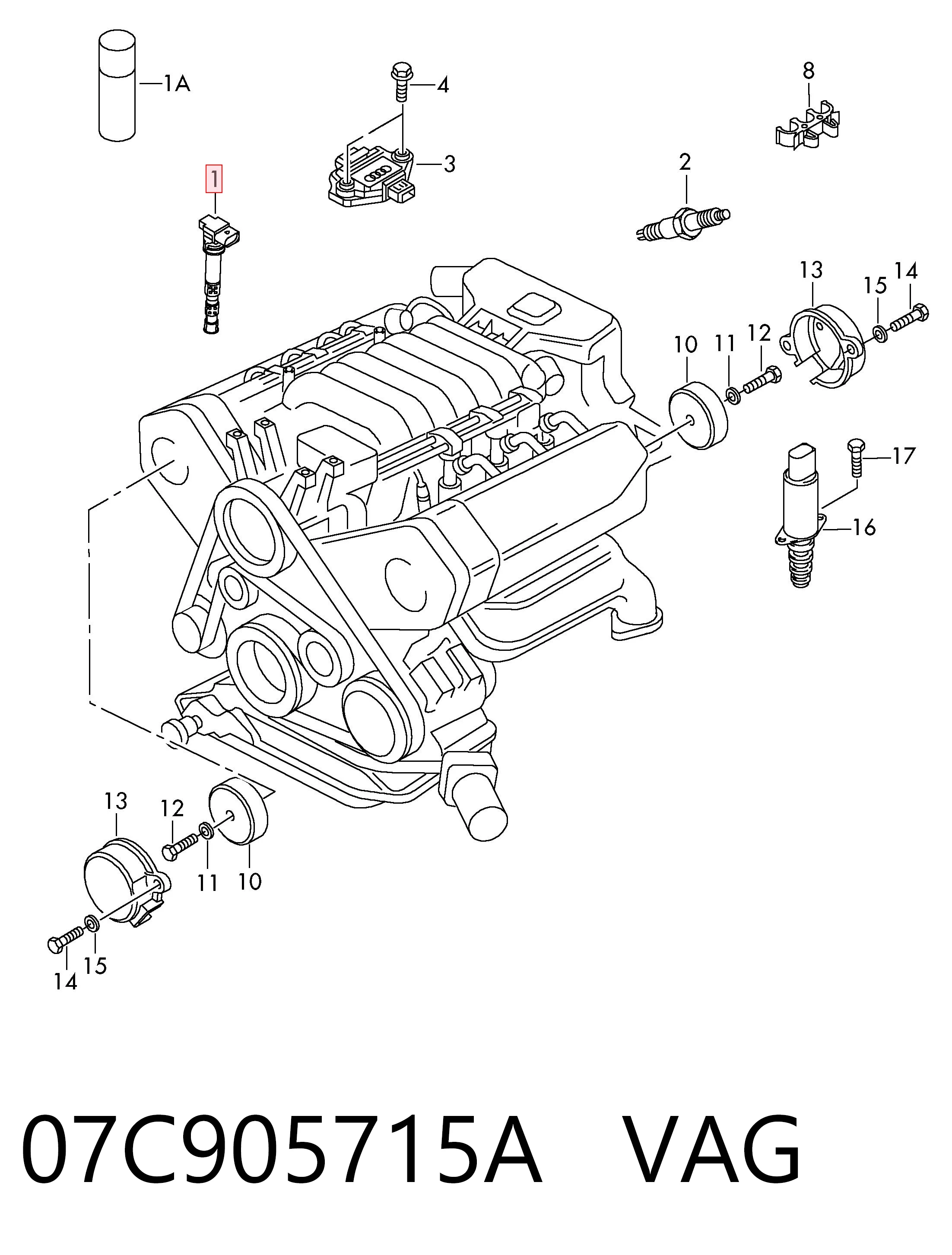 07C905715A VAG Катушка зажигания