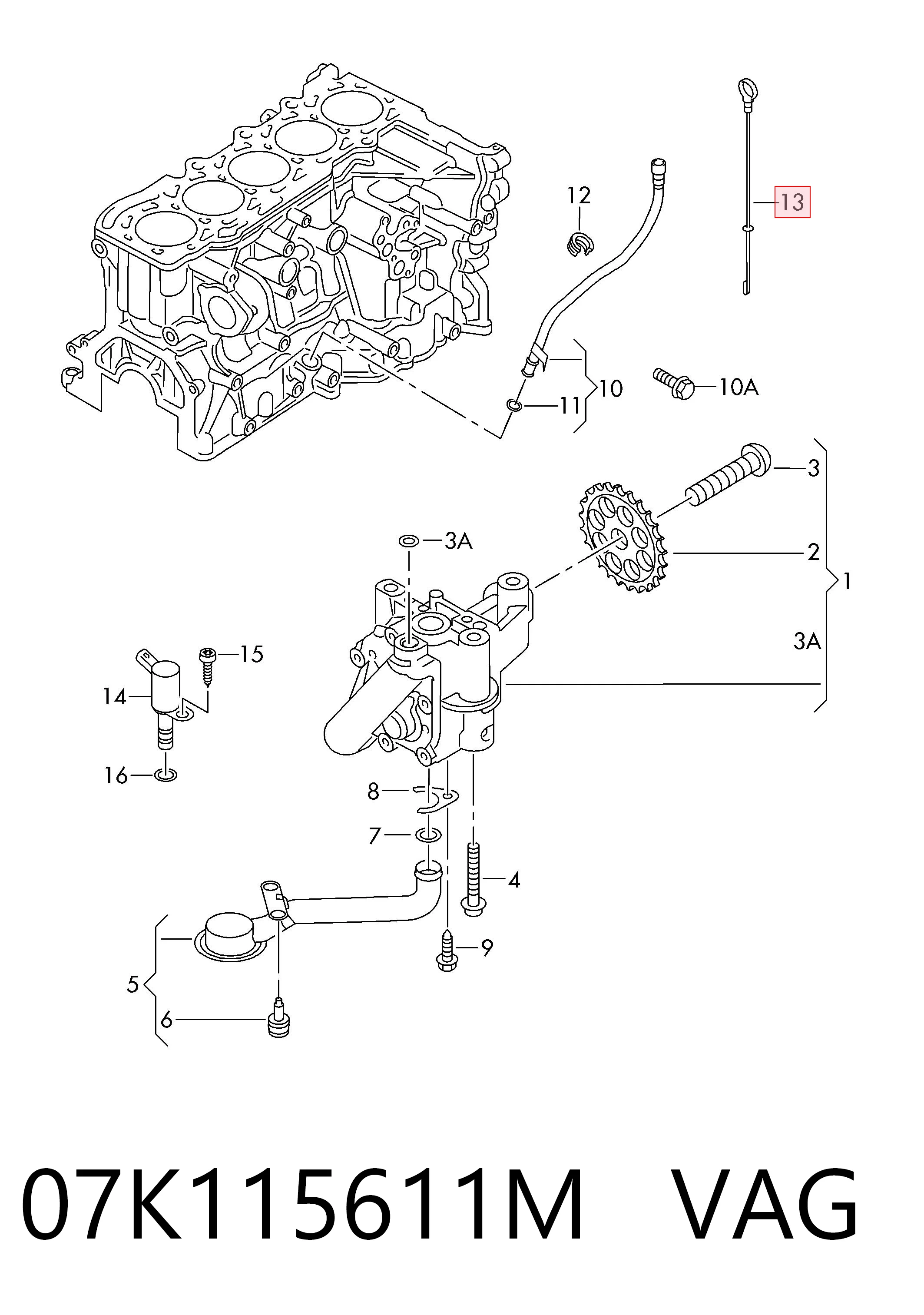 07K115611M VAG Щуп уровня масла