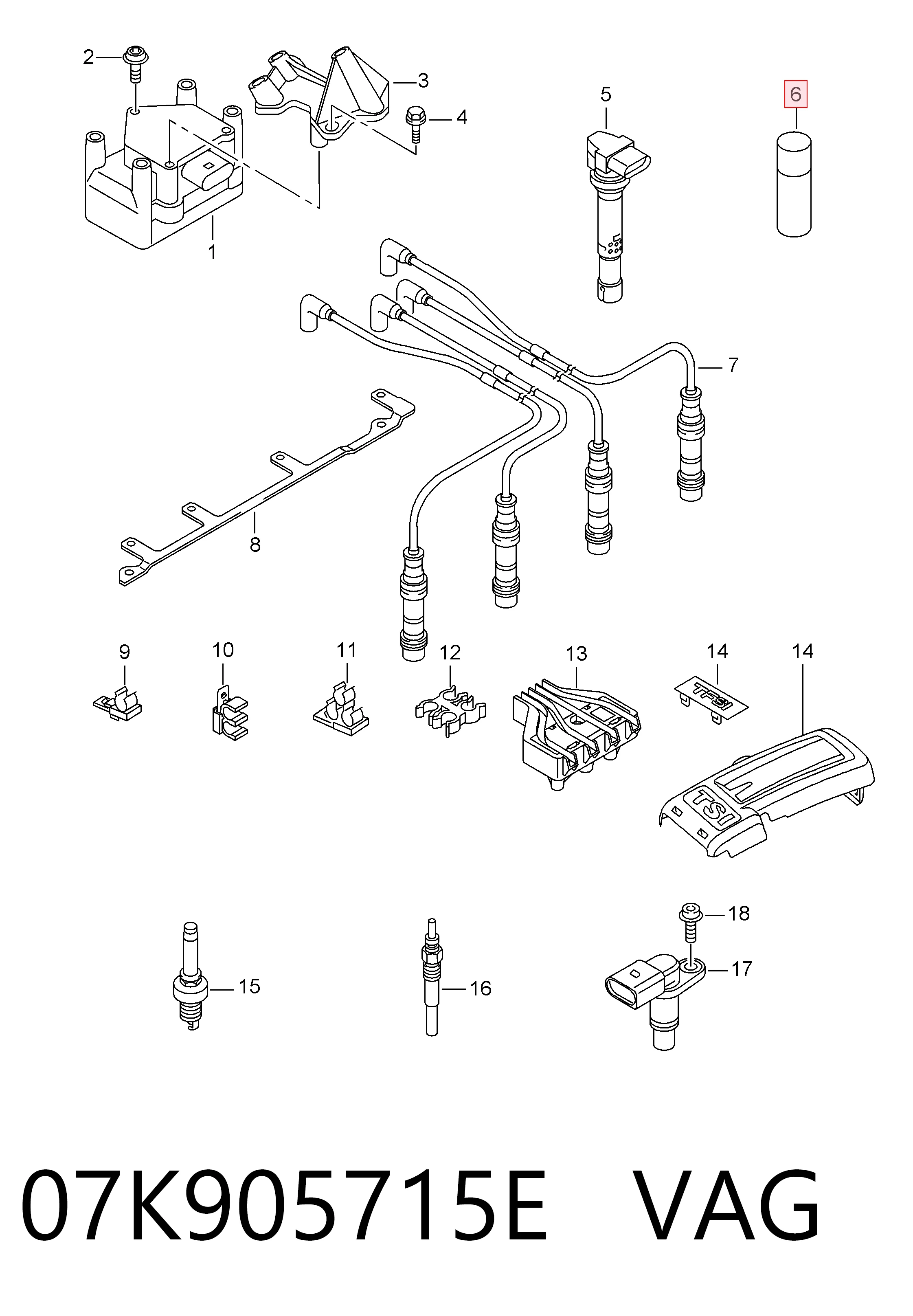 Катушка зажигания VAG 07K905715E