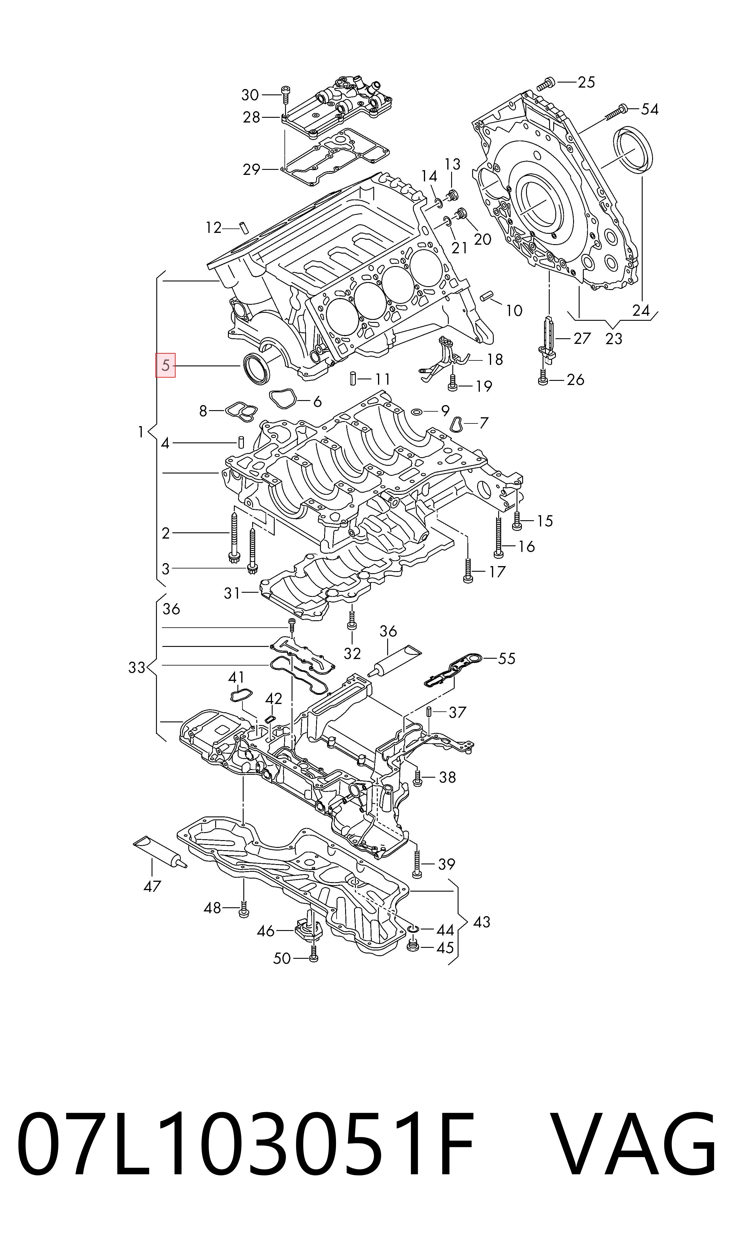 Сальник коленвала двигателя, передний на Audi A7 Sportback 4GA, 4GF
